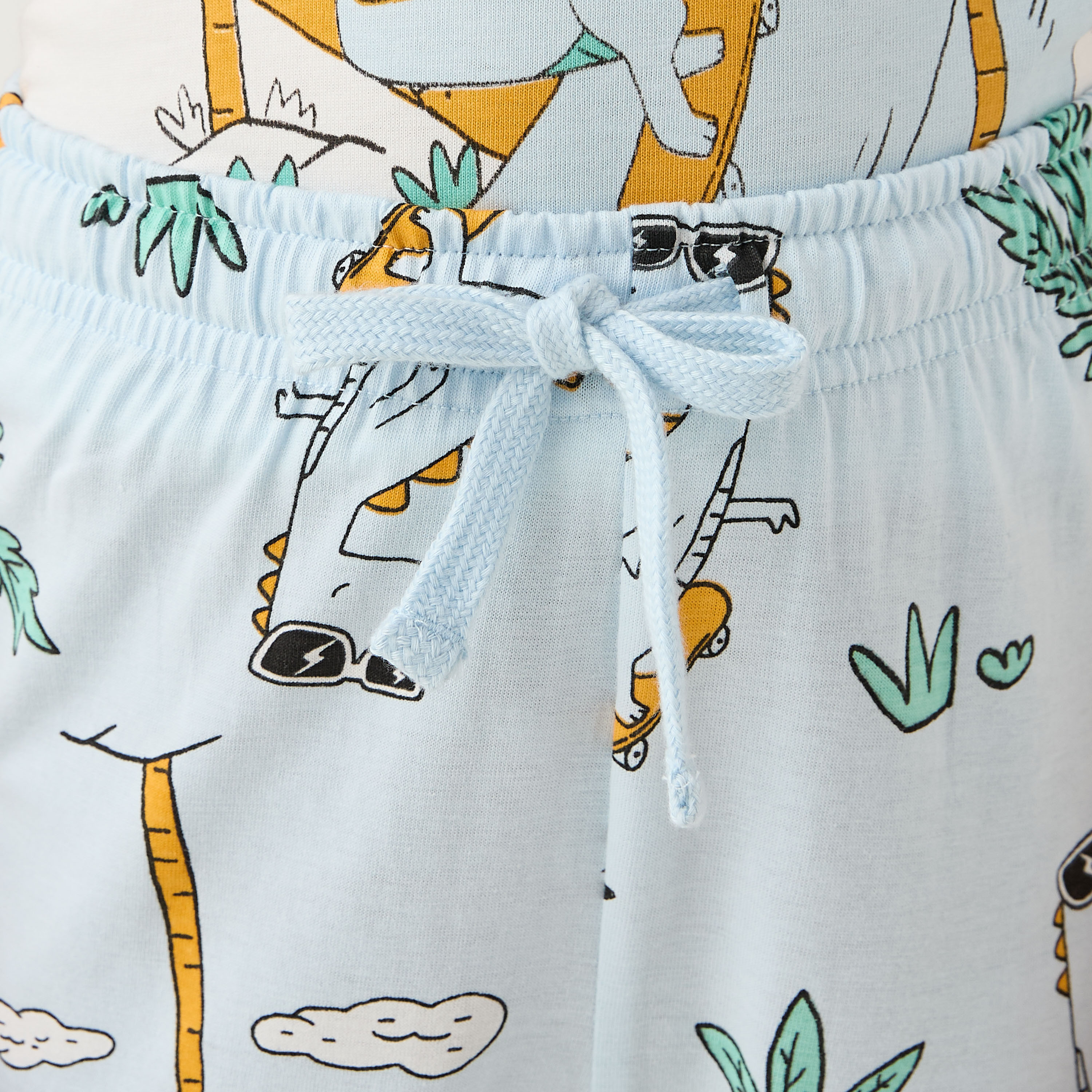 Juniors Dino Print T-shirt and Pyjama Set-boys-clothing-nightwear-image-6
