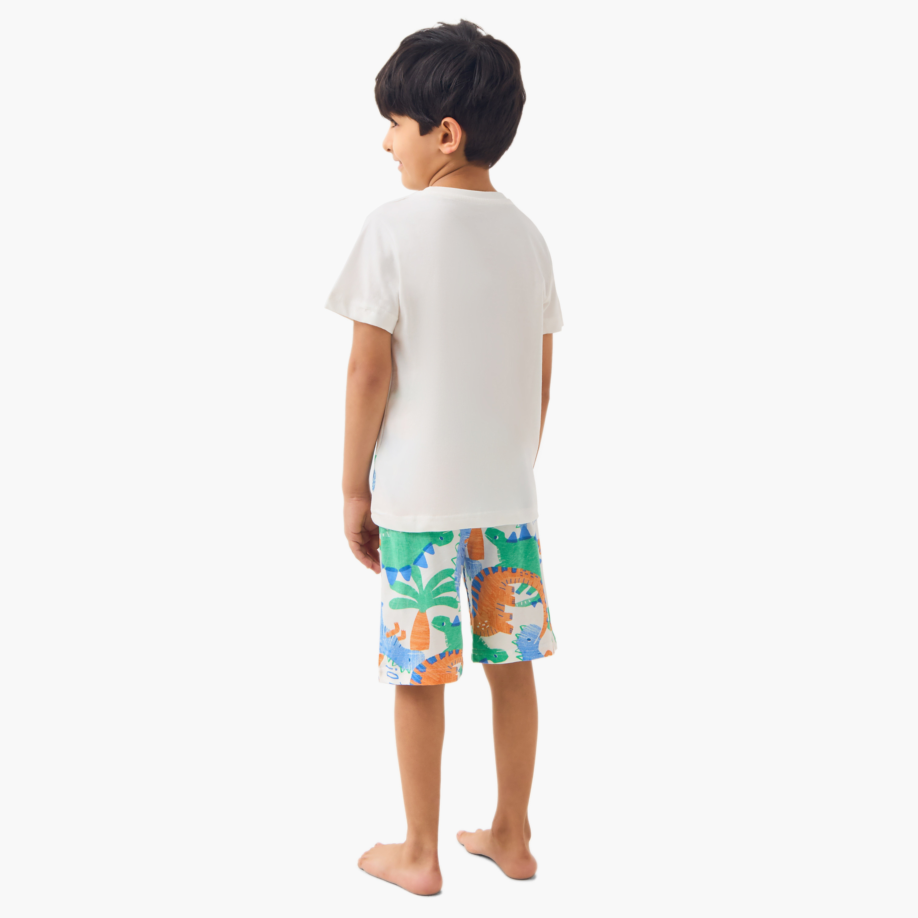 Juniors Dinosaur Print T-shirt and Shorts Set-boys-clothing-nightwear-image-4