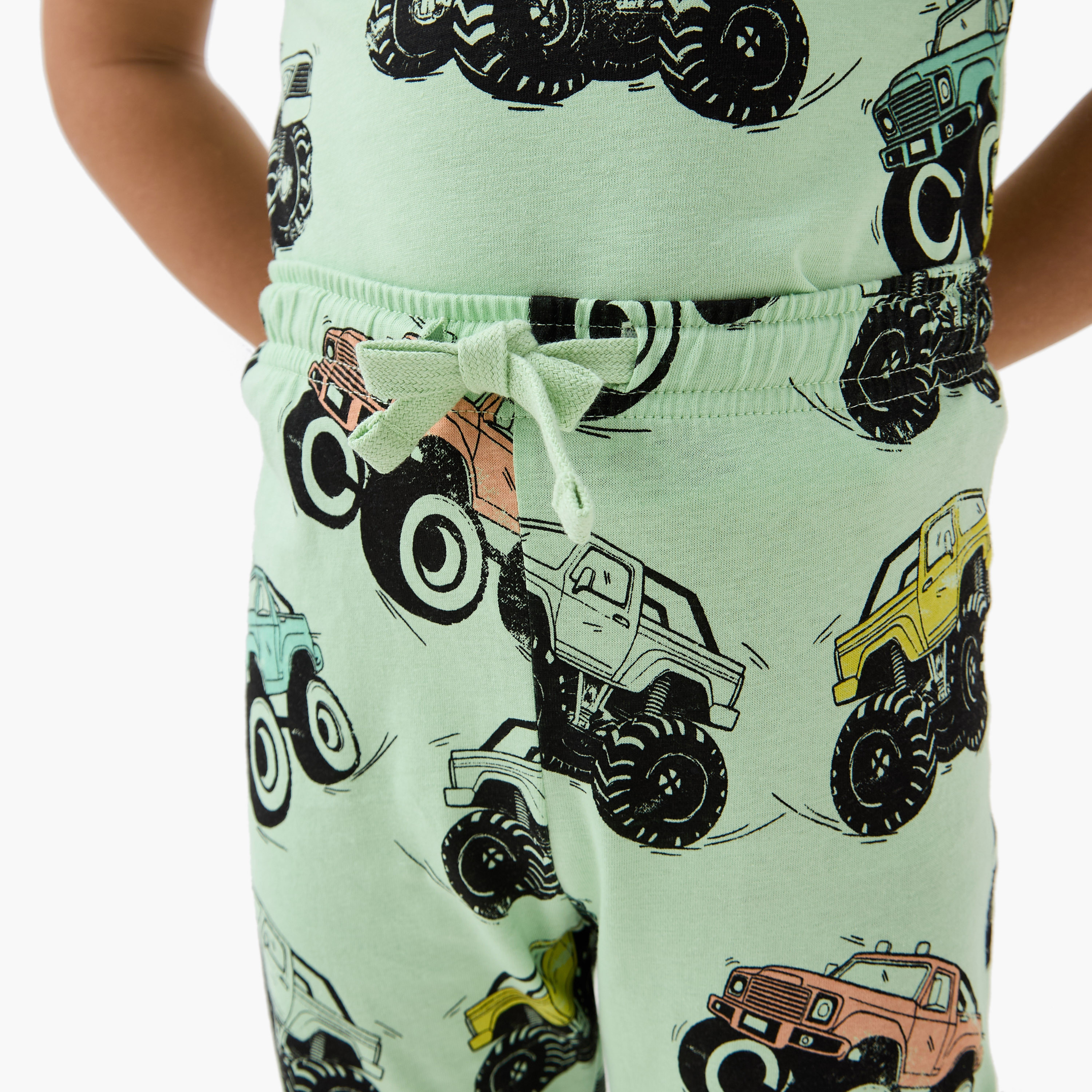 Juniors Vehicle Print T-shirt and Pyjama Set-baby-boys-clothing-nightwear-pyjamasets-image-5