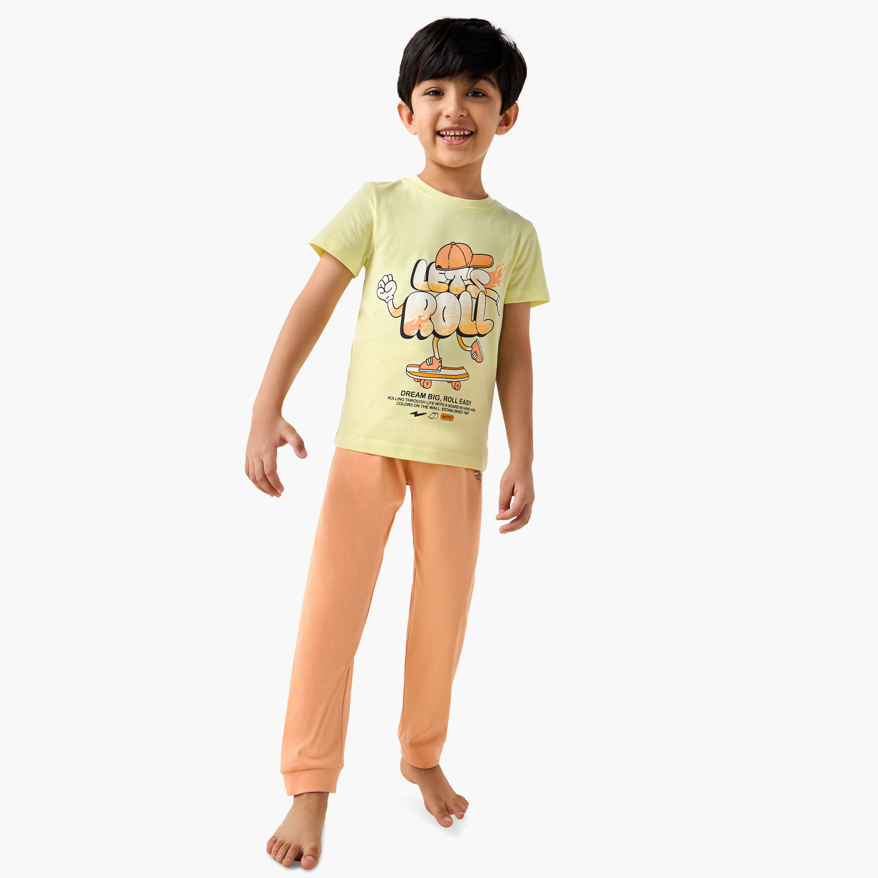 Juniors Graphic Print T-shirt and Pyjama Set-boys-clothing-nightwear-image-1