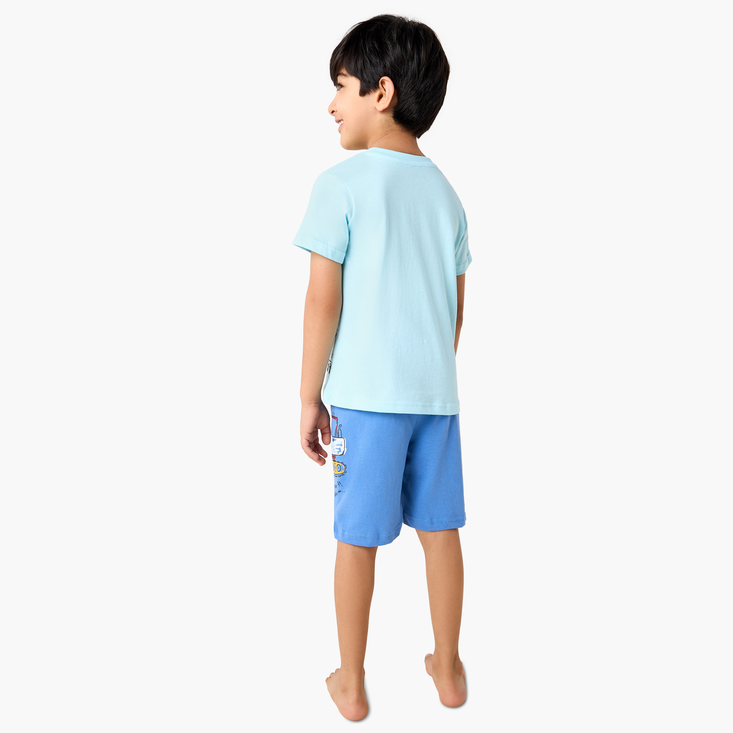 Juniors Printed T-shirt and Shorts Set-boys-clothing-nightwear-image-4