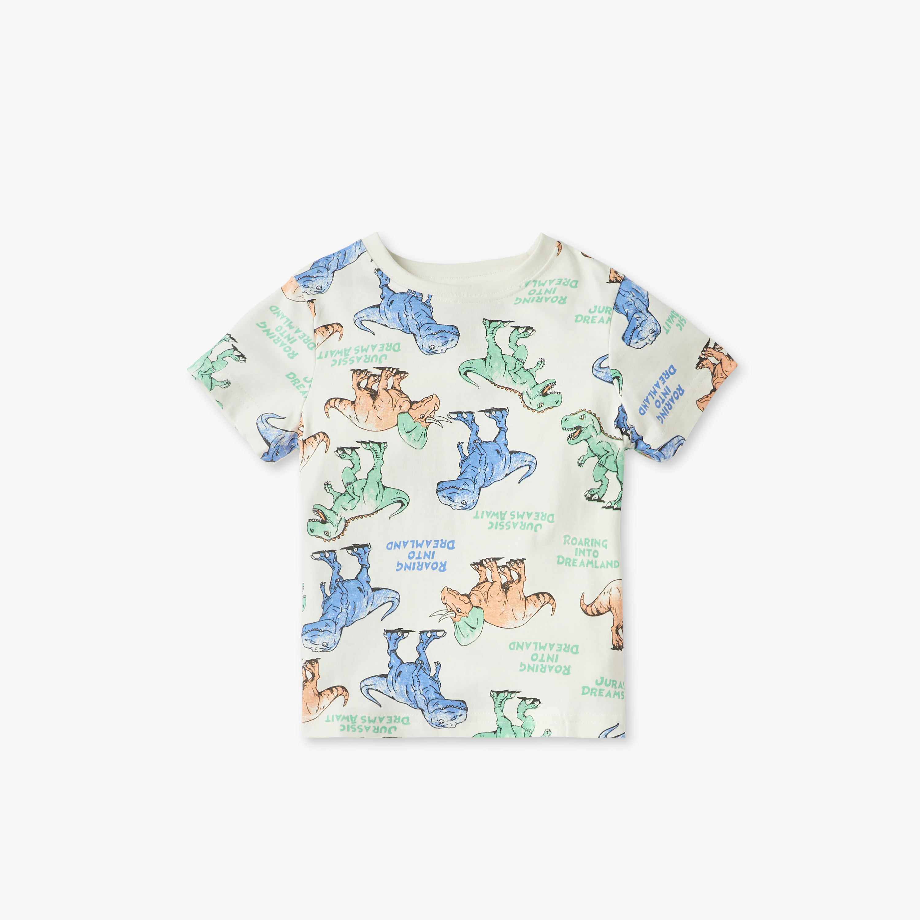Juniors Dinosaur Print T-shirt and Pyjama Set-boys-clothing-nightwear-image-2
