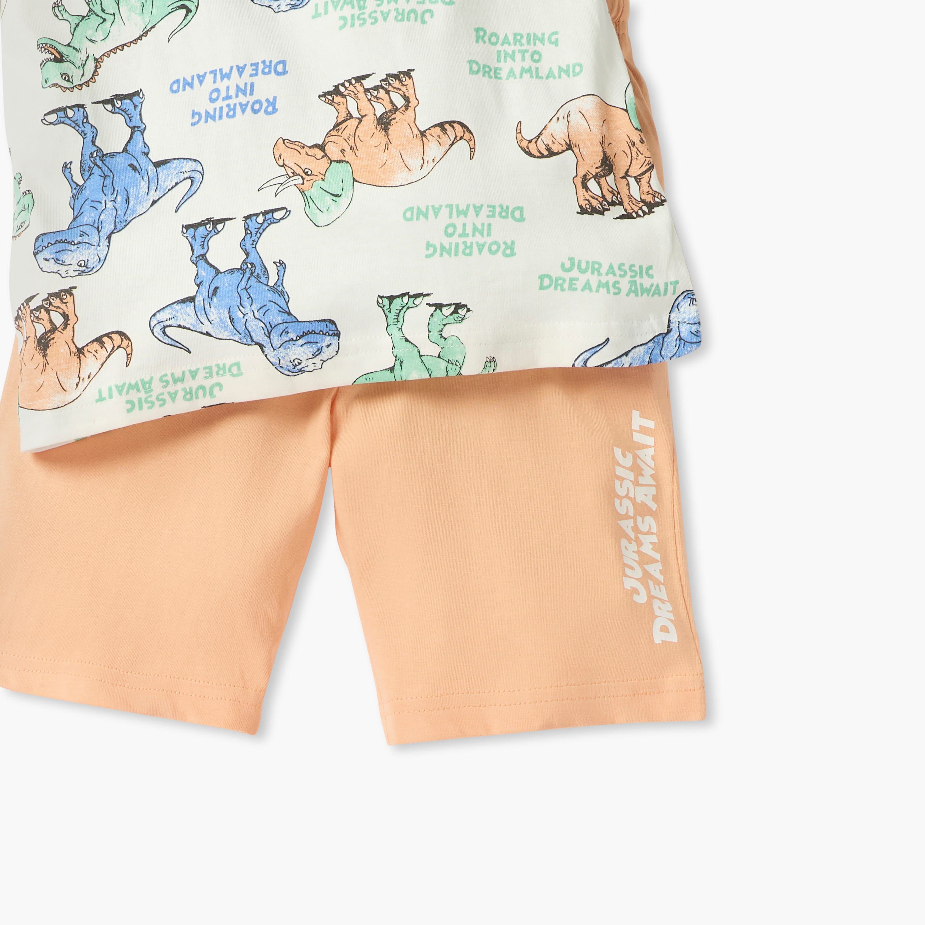 Juniors Dinosaur Print T-shirt and Pyjama Set-boys-clothing-nightwear-image-4