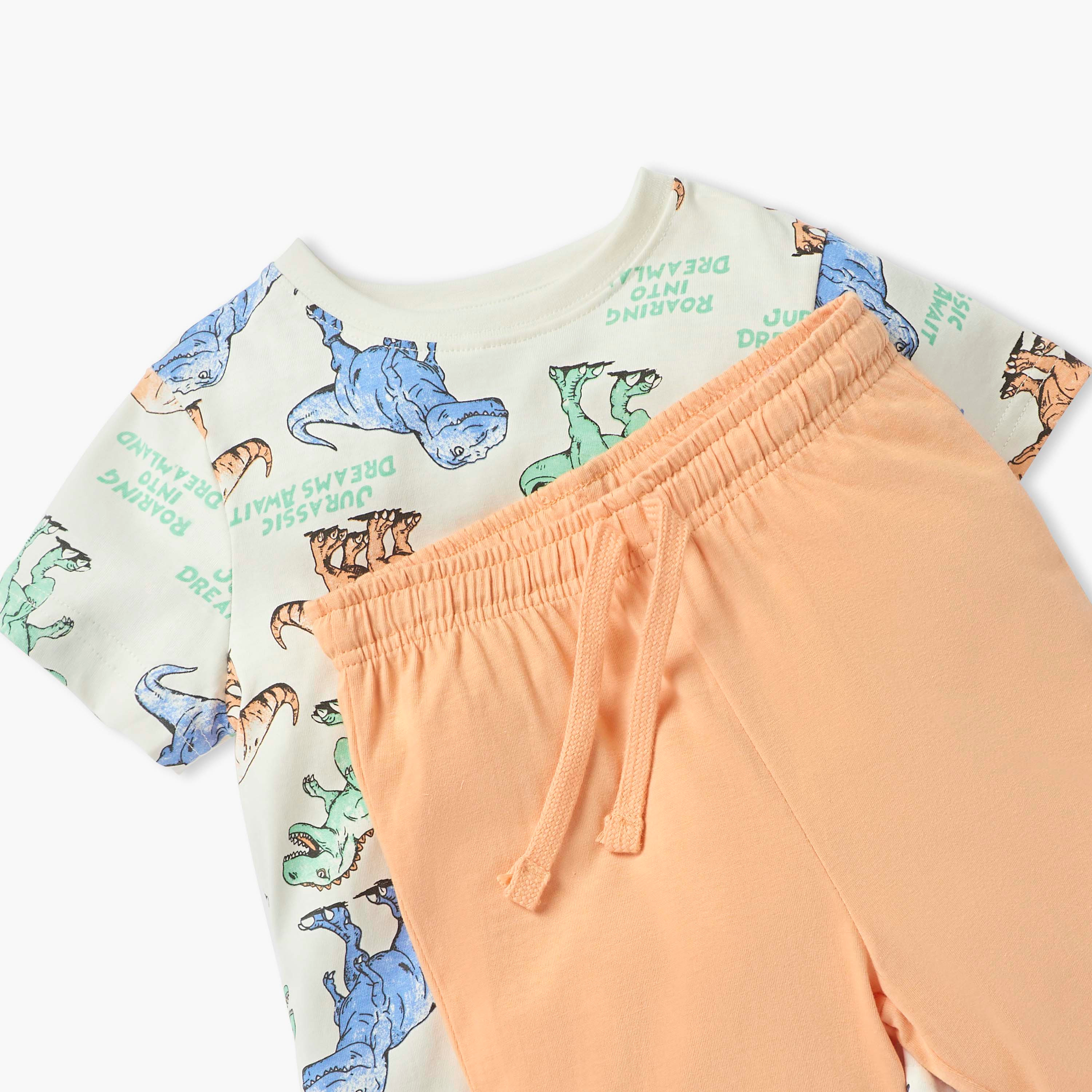 Juniors Dinosaur Print T-shirt and Pyjama Set-boys-clothing-nightwear-image-5