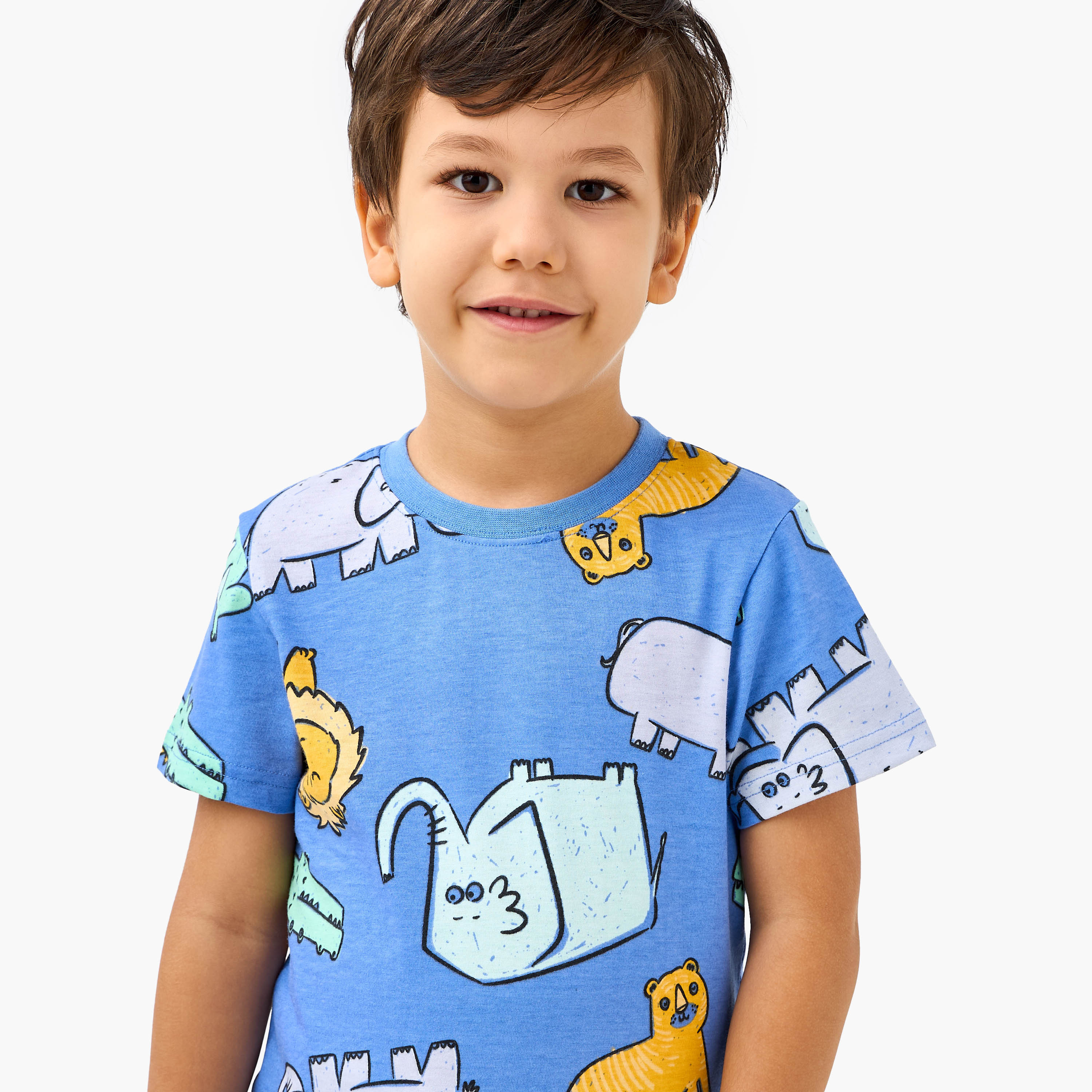 Juniors Animal Print T-shirt and Pyjama Set-boys-clothing-nightwear-image-5