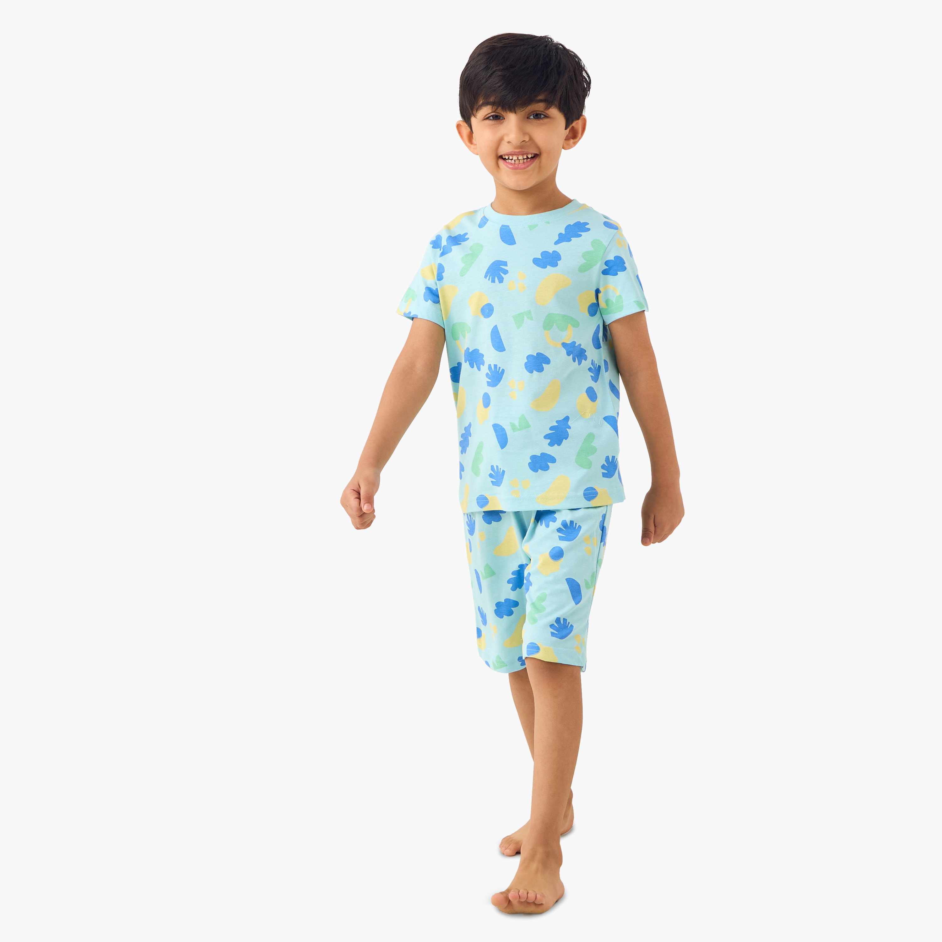 Juniors All-Over Print T-shirt and Shorts Set-boys-clothing-nightwear-image-1