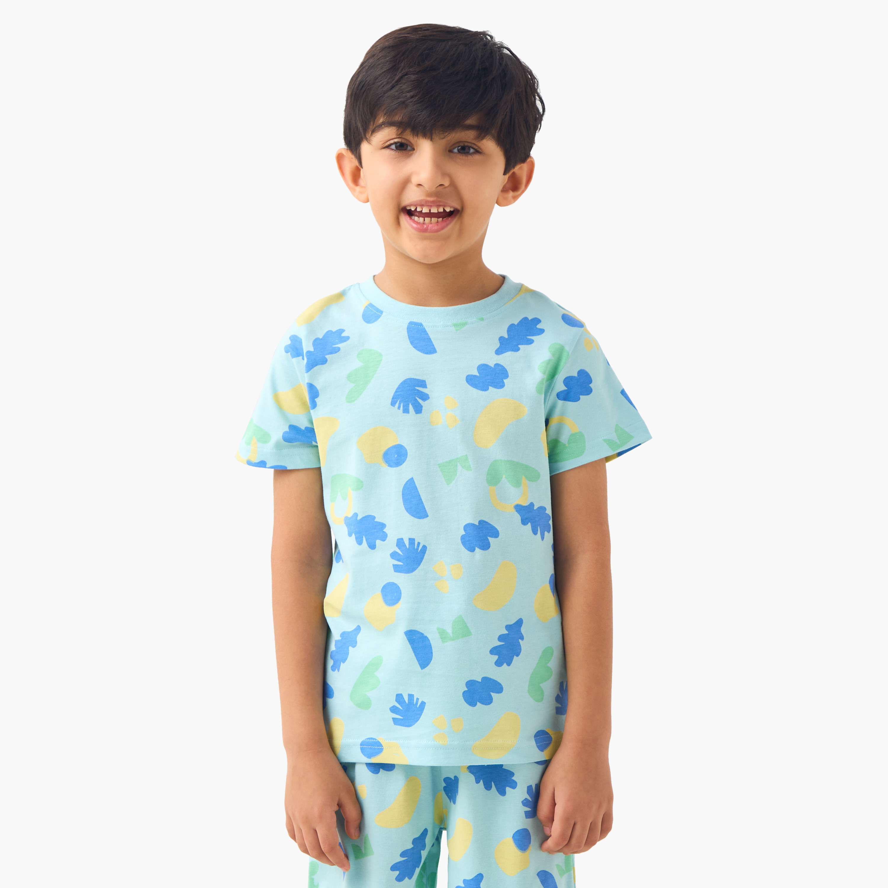 Juniors All-Over Print T-shirt and Shorts Set-boys-clothing-nightwear-image-2