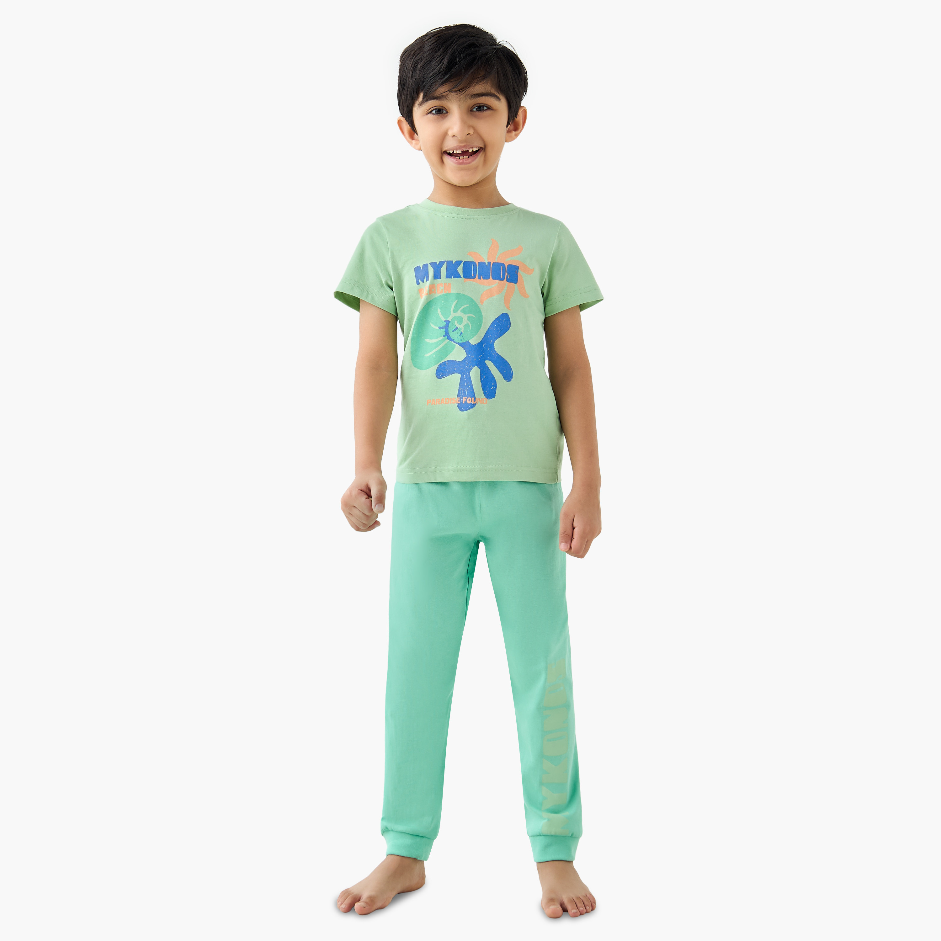 Juniors Printed T-shirt and Pyjama Set-boys-clothing-nightwear-image-1