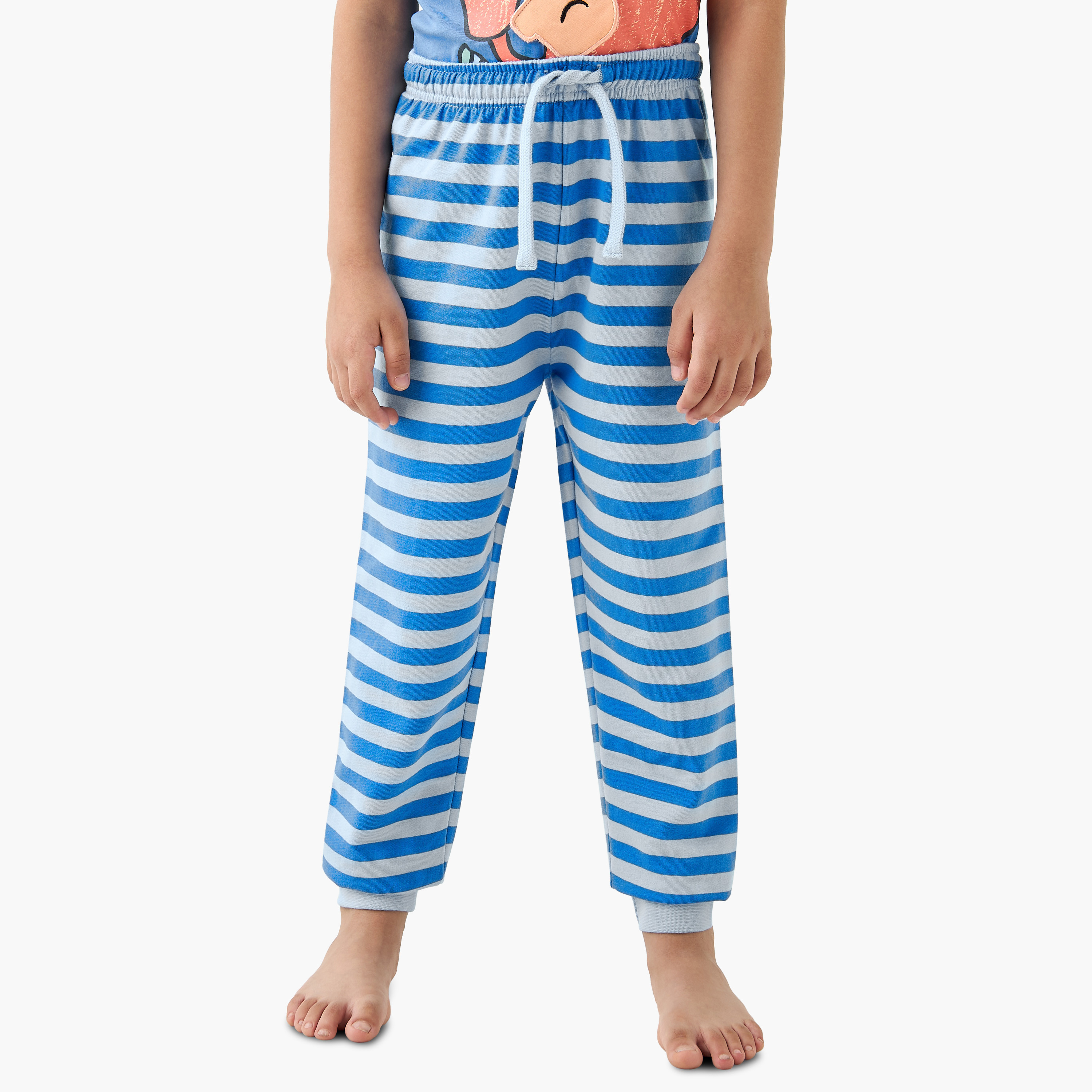 Juniors Printed T-shirt and Striped Pyjama Set-boys-clothing-nightwear-image-3