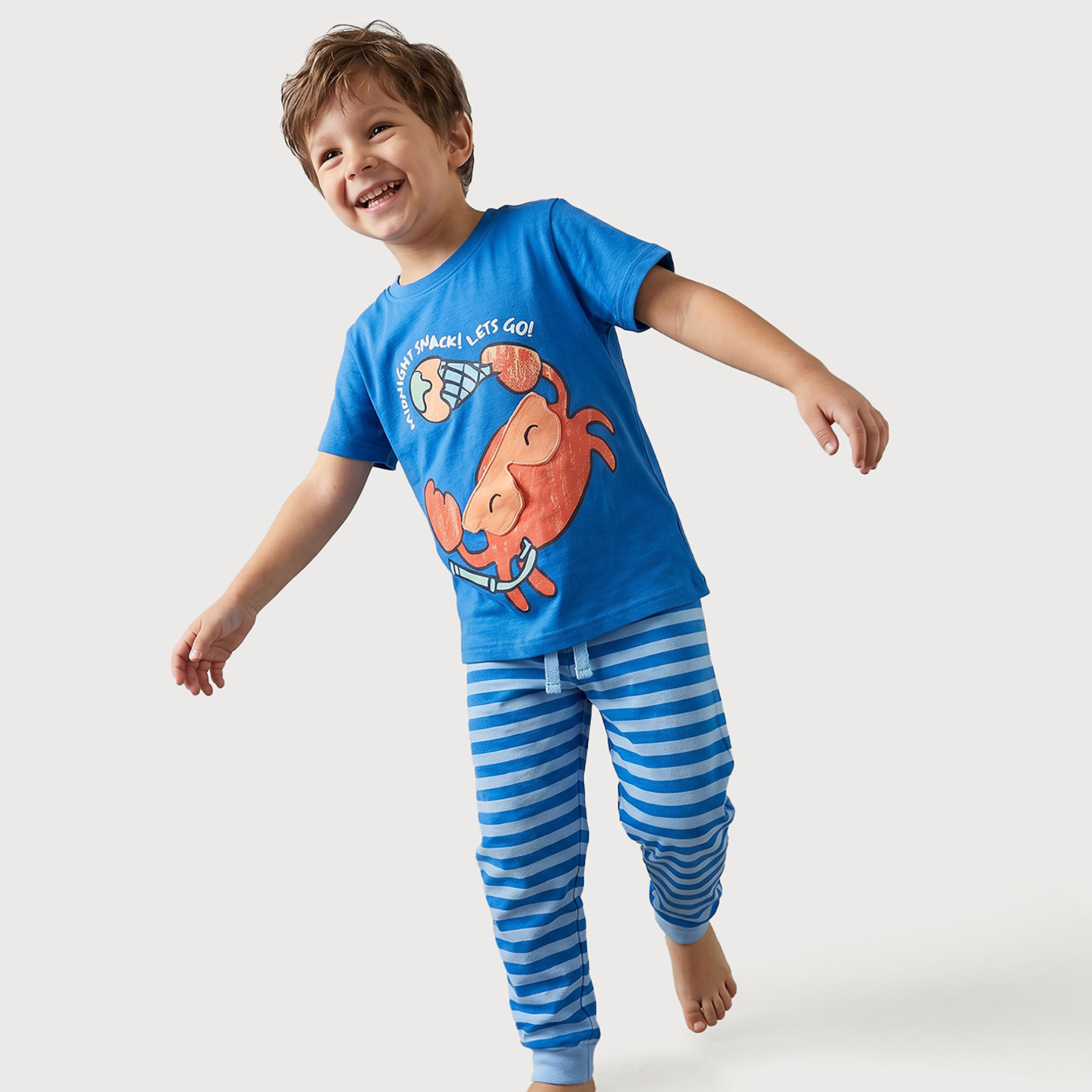 Juniors Printed T-shirt and Striped Pyjama Set-boys-clothing-nightwear-image-7