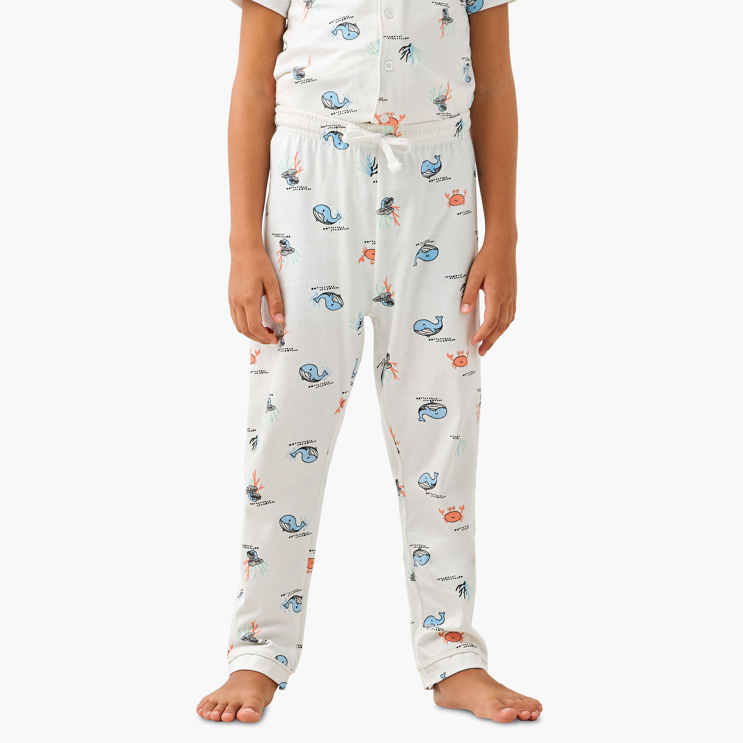 Juniors Sea Life Print Shirt and Pyjama Set-boys-clothing-nightwear-image-3