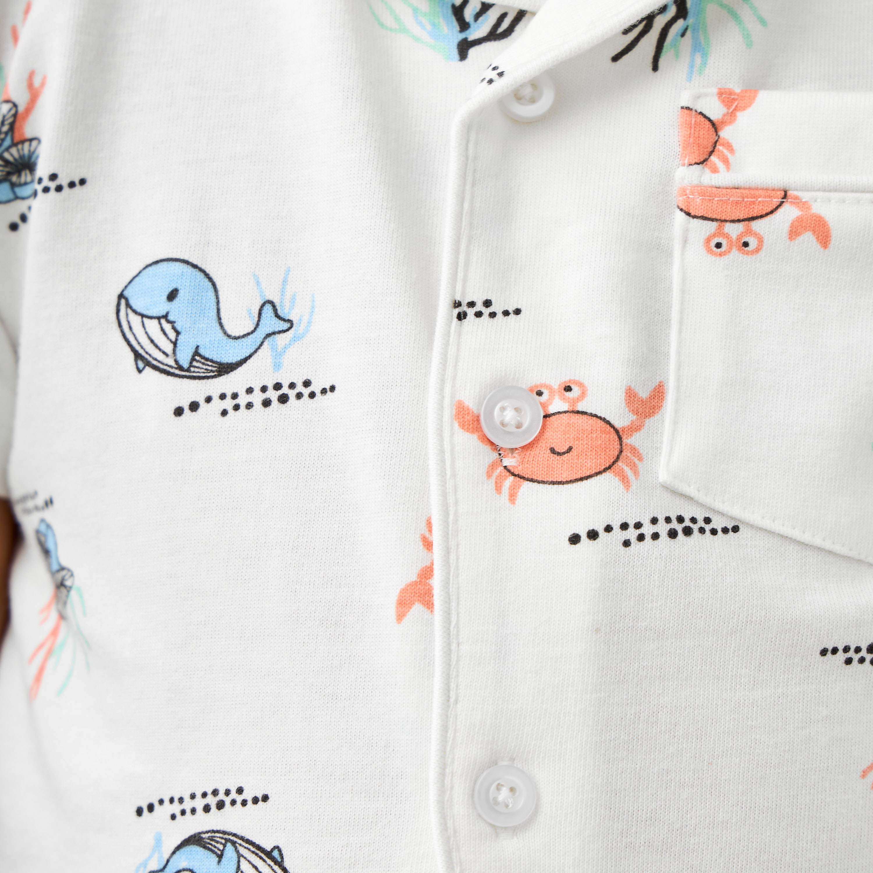 Juniors Sea Life Print Shirt and Pyjama Set-boys-clothing-nightwear-image-6