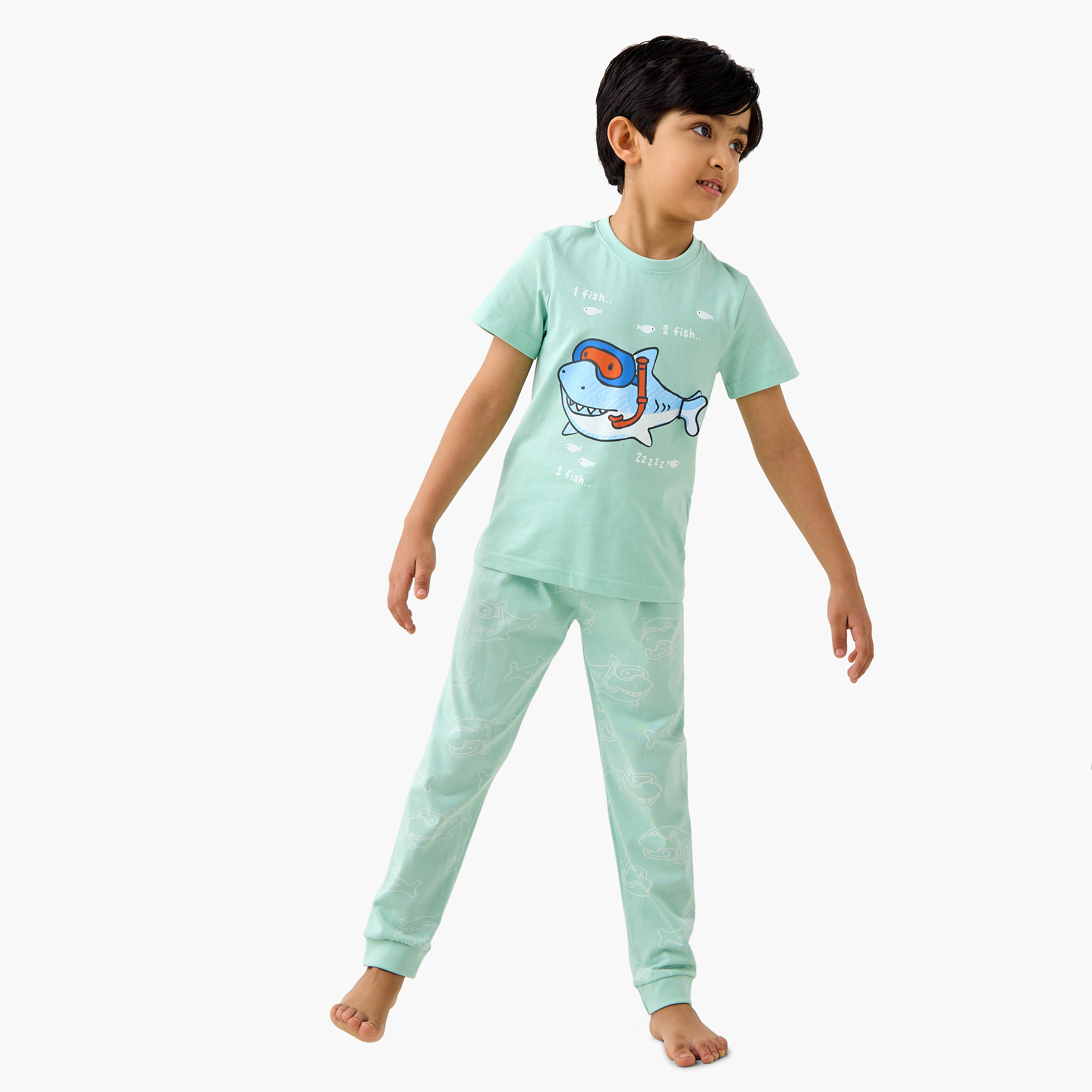 Juniors Printed T-shirts and Pyjamas - Set of 2-boys-clothing-nightwear-image-3
