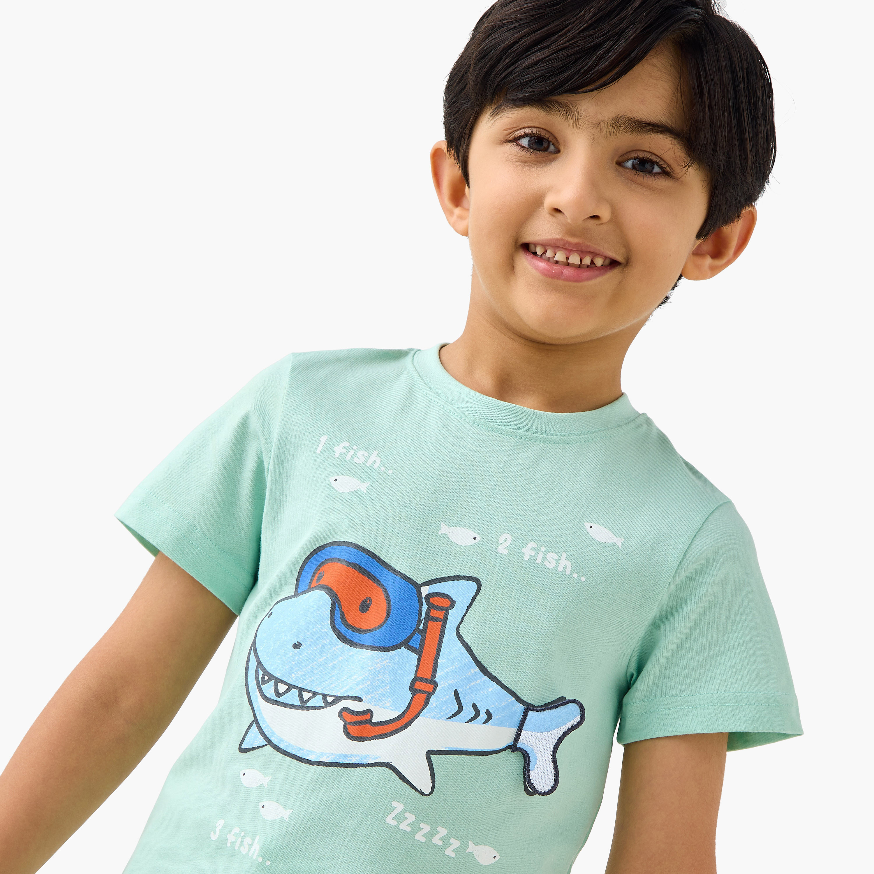 Juniors Printed T-shirts and Pyjamas - Set of 2-boys-clothing-nightwear-image-7