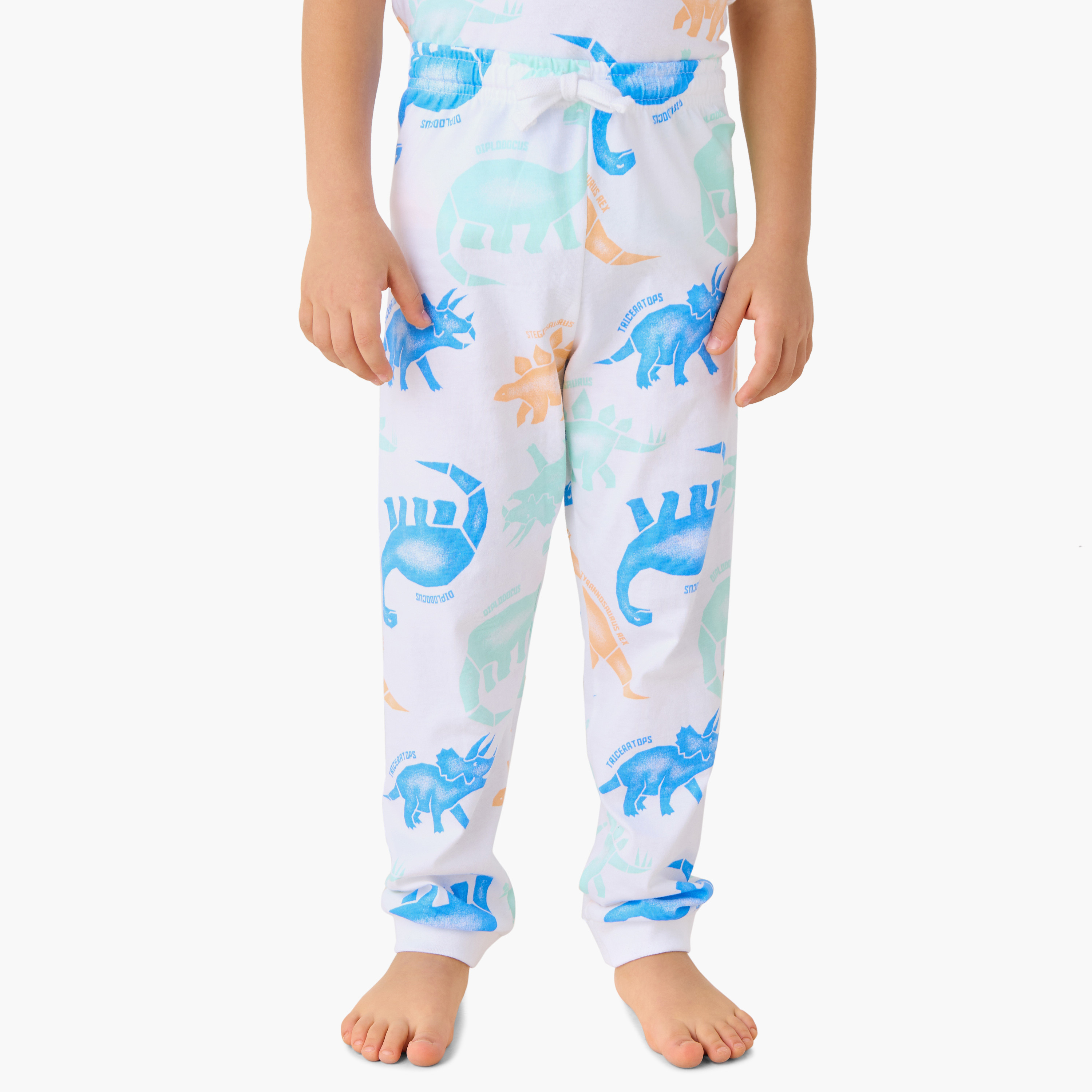 Juniors All-Over Dinosaur Print T-shirts and Pyjamas - Set of 2-boys-clothing-nightwear-image-5