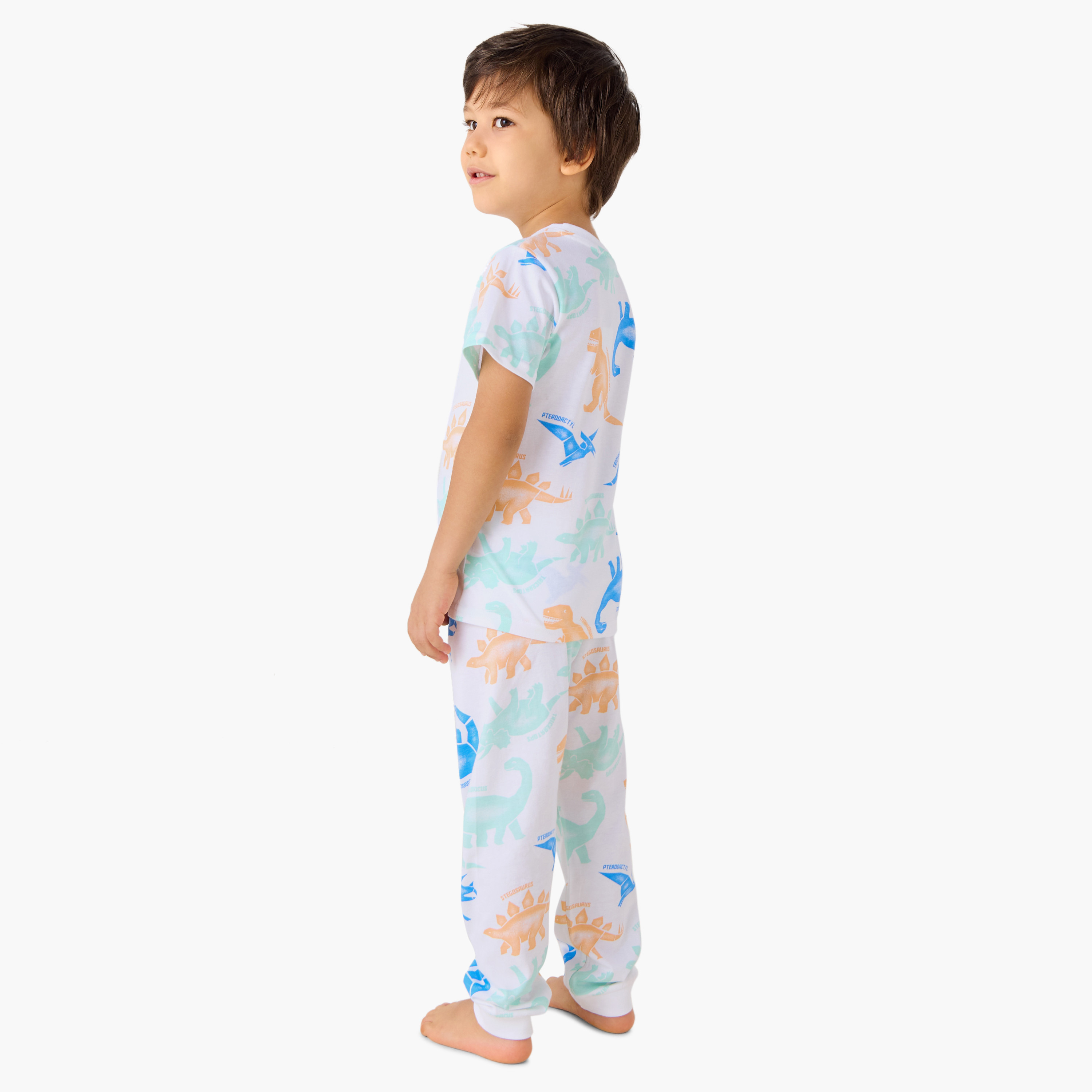 Juniors All-Over Dinosaur Print T-shirts and Pyjamas - Set of 2-boys-clothing-nightwear-image-6