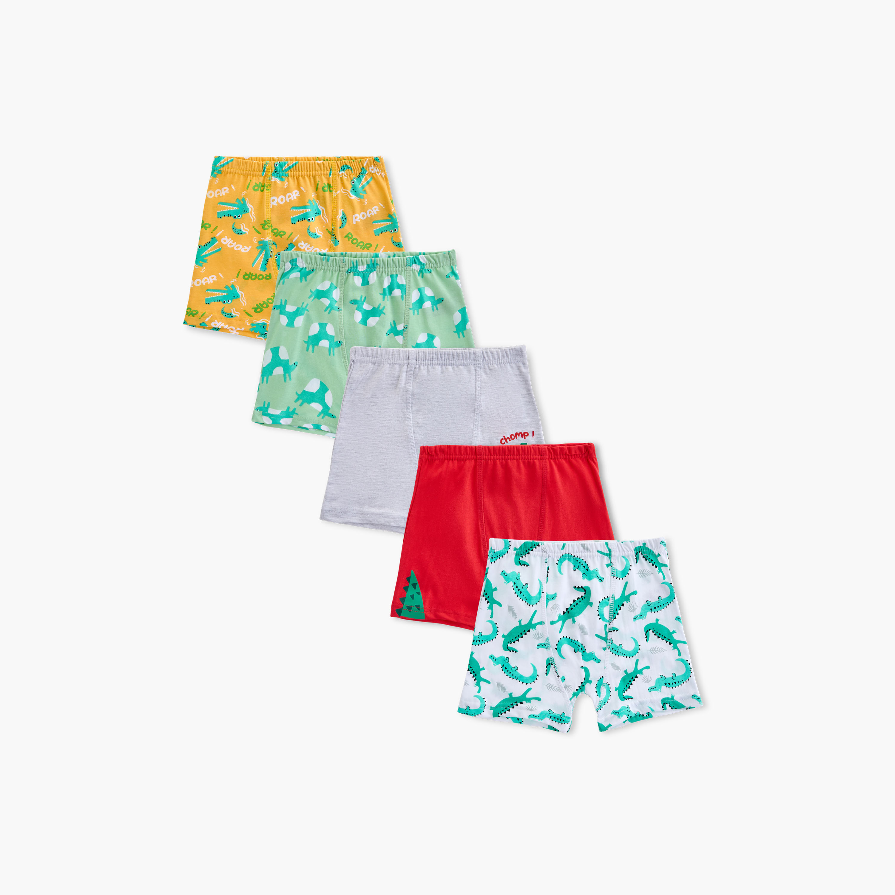 Juniors Crocodile Print Boxers - Set of 5-baby-boys-clothing-innerwear-image-1