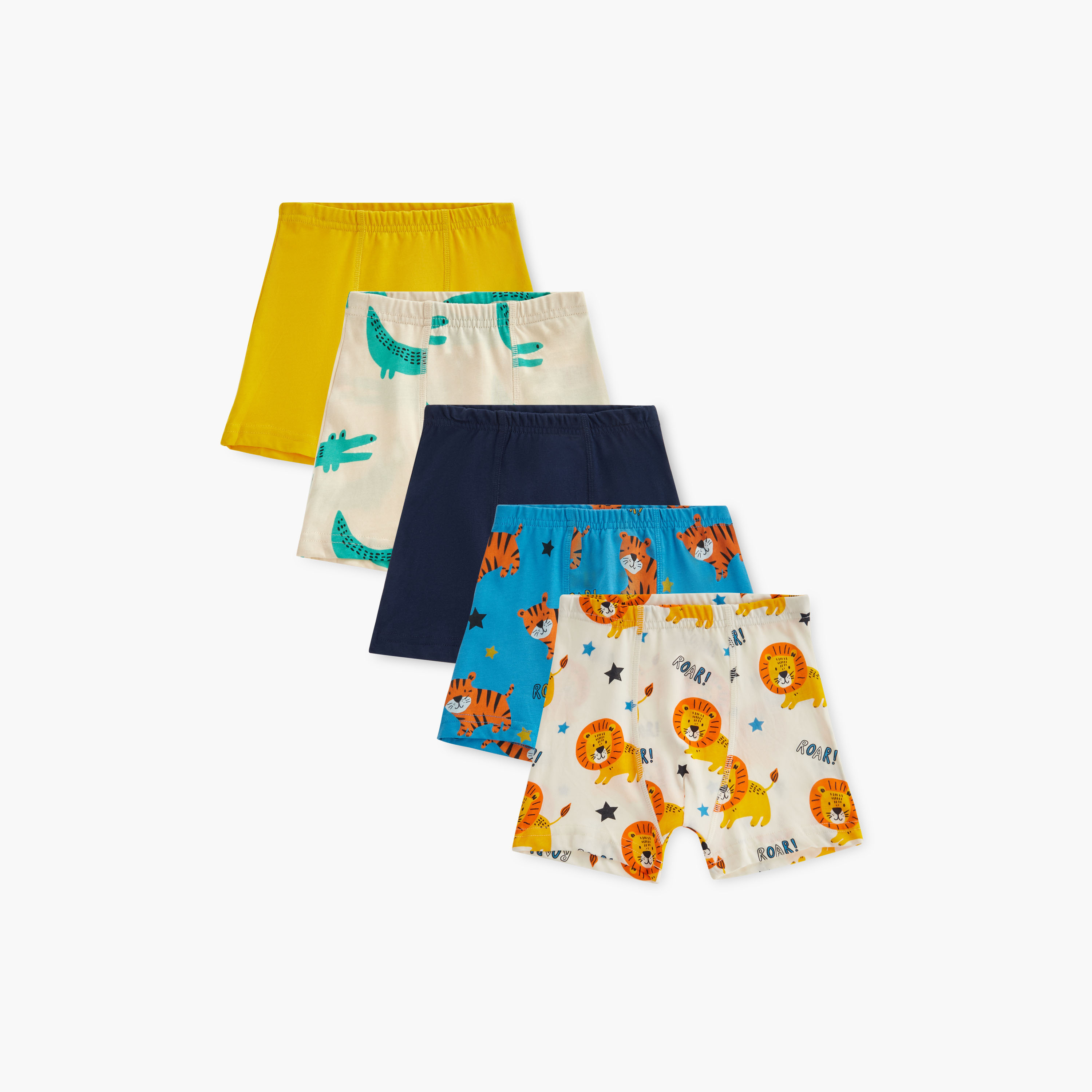 Juniors Wild Animal Print Boxers - Set of 5-baby-boys-clothing-innerwear-image-1