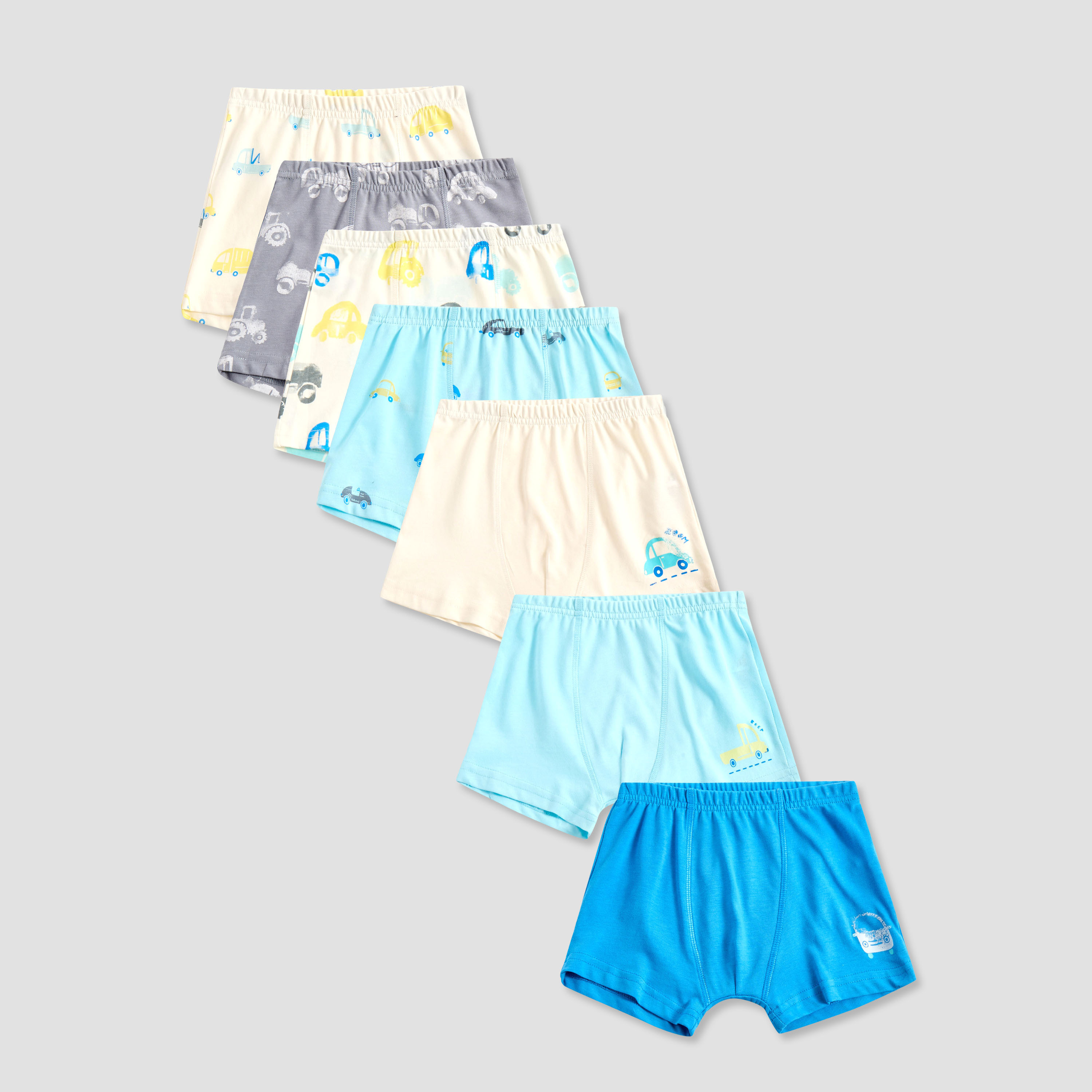 سراويل بوكسر بطبعات مركبات مع حزام خصر مطاطي من جونيورز - طقم 7 قطع-baby-boys-clothing-innerwear-image-1