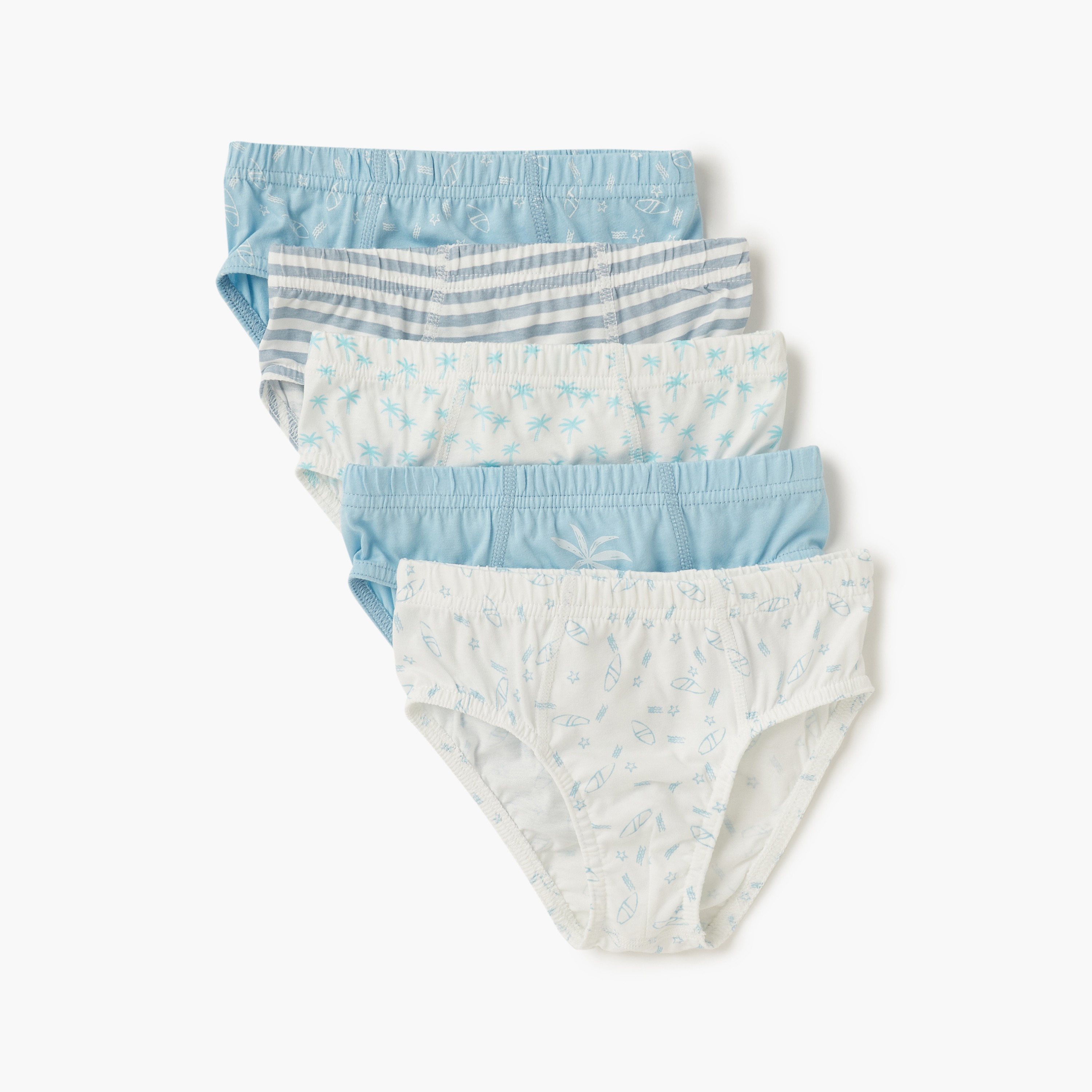 Juniors Nautical Print Briefs with Elasticated Waistband - Set of 5-baby-boys-clothing-innerwear-image-1