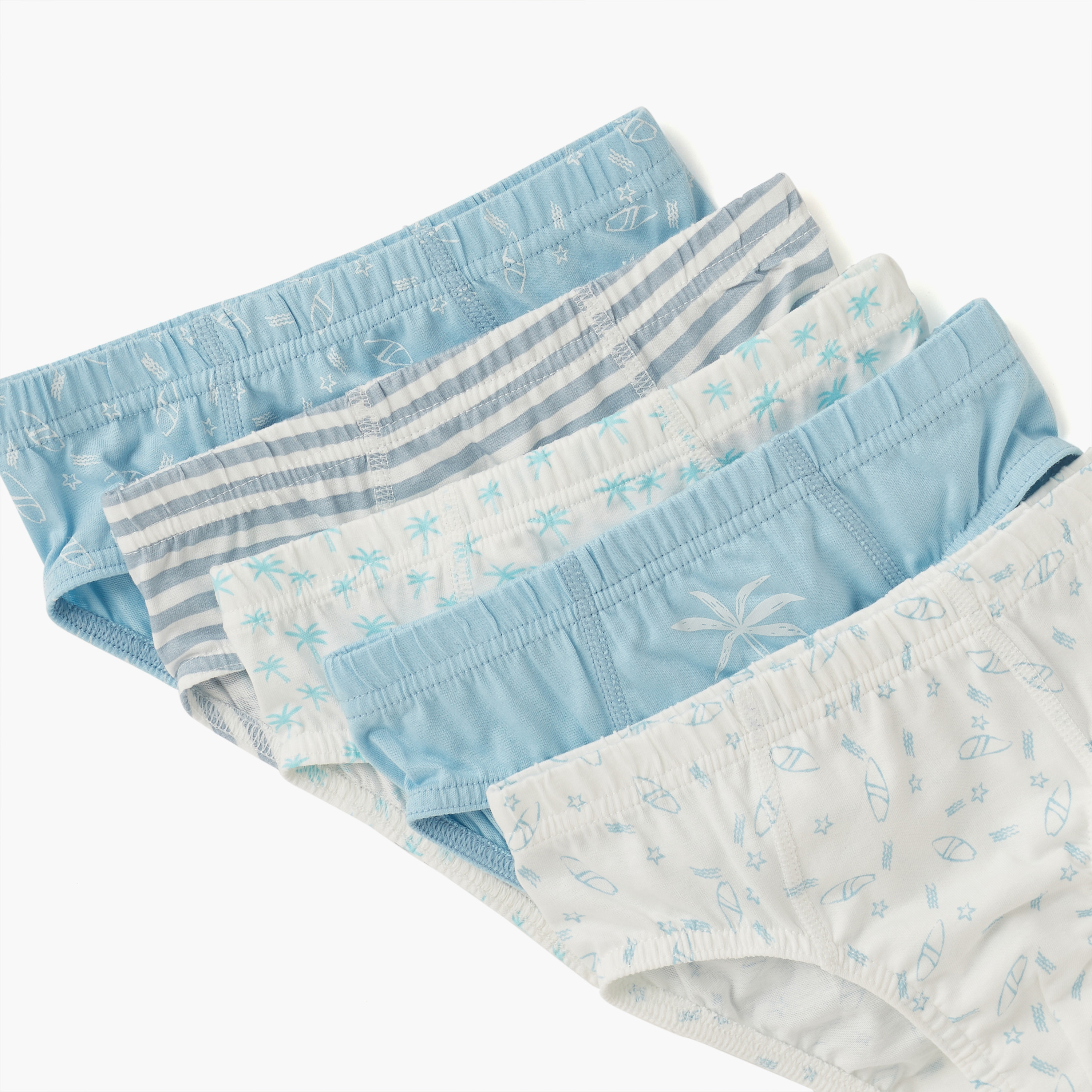 Juniors Nautical Print Briefs with Elasticated Waistband - Set of 5-baby-boys-clothing-innerwear-image-3