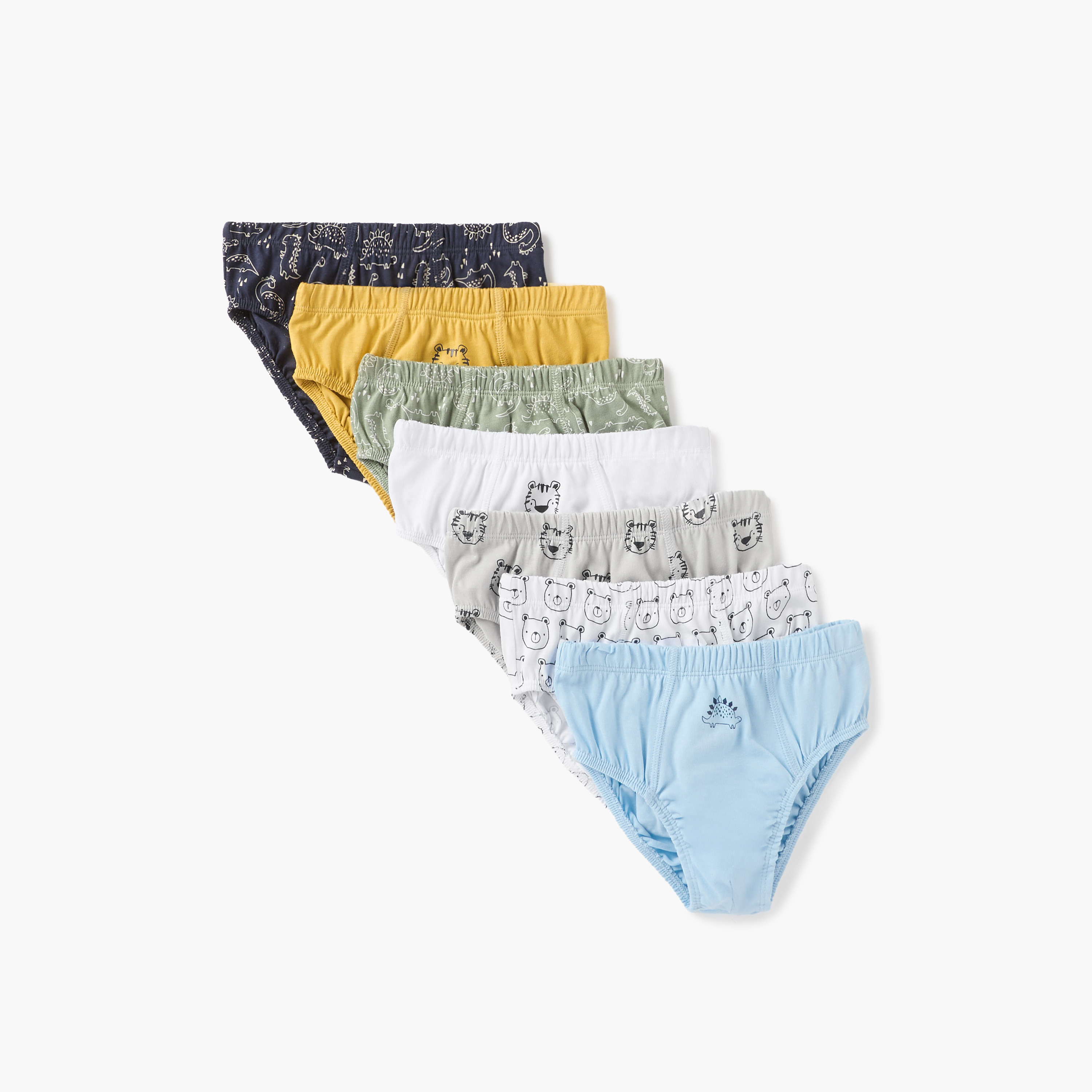 Juniors Printed Briefs with Elasticated Waistband - Set of 7-baby-boys-clothing-innerwear-image-1