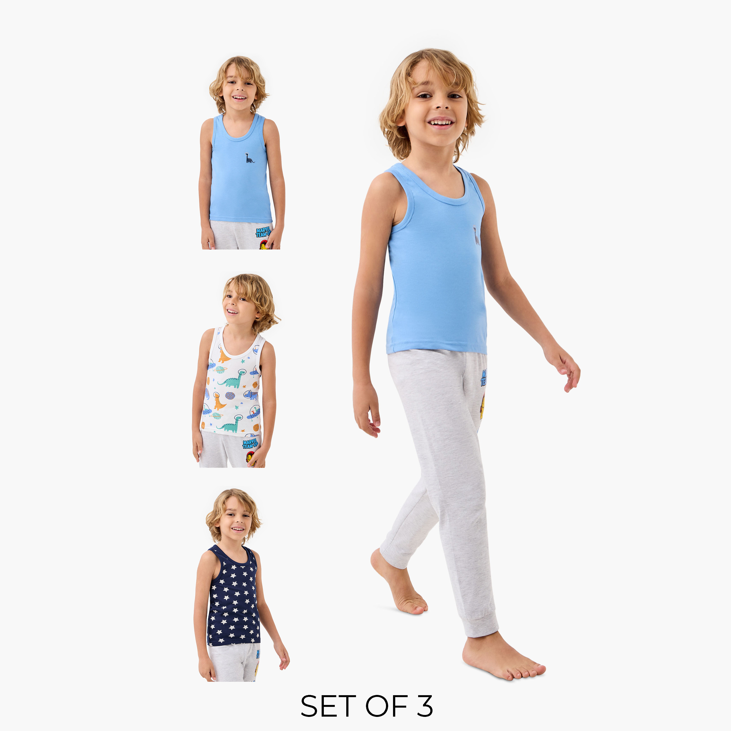Juniors Printed Vest with Round Neck - Set of 3-boys-clothing-innerwear-vests-image-1