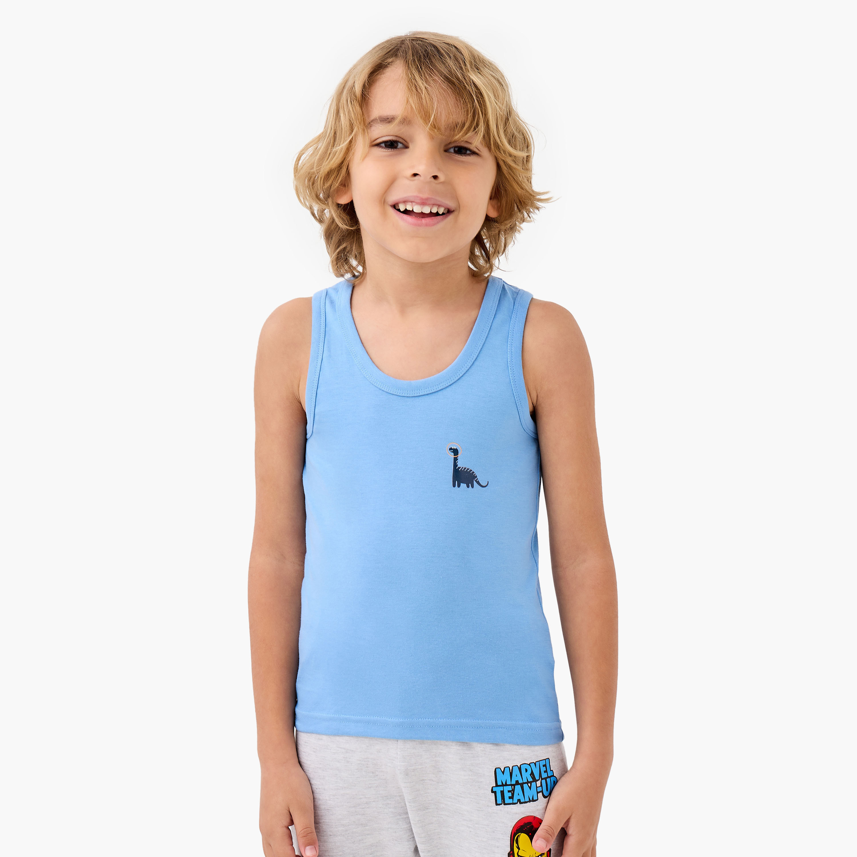Juniors Printed Vest with Round Neck - Set of 3-boys-clothing-innerwear-vests-image-2