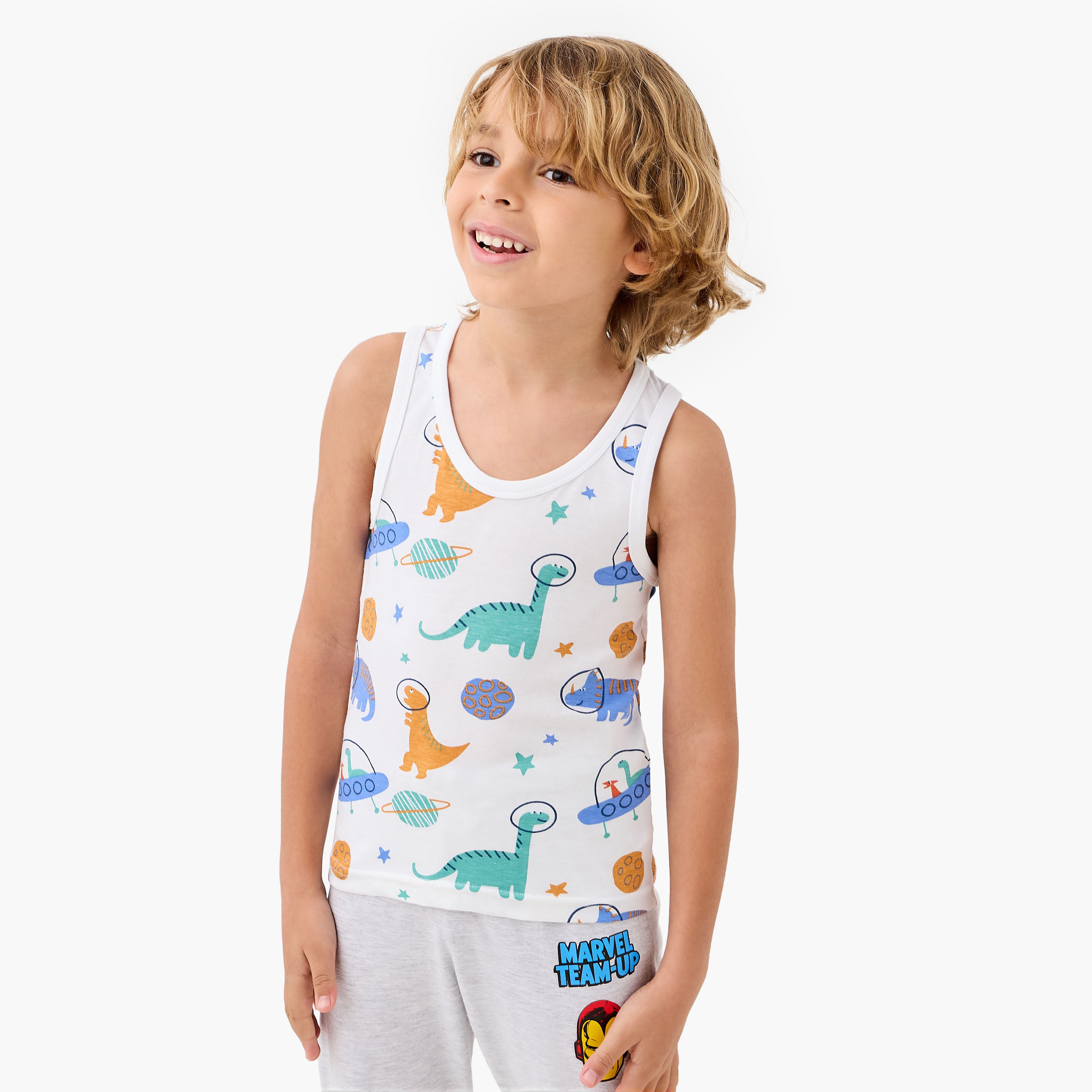 Juniors Printed Vest with Round Neck - Set of 3-boys-clothing-innerwear-vests-image-7