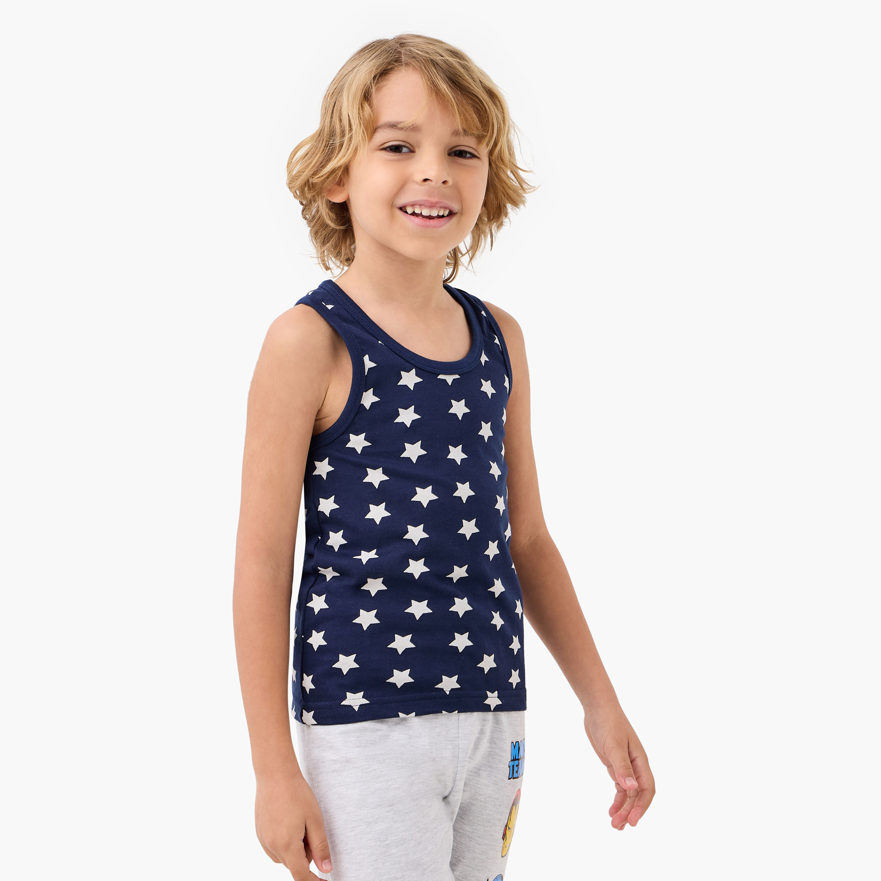 Juniors Printed Vest with Round Neck - Set of 3-boys-clothing-innerwear-vests-image-8