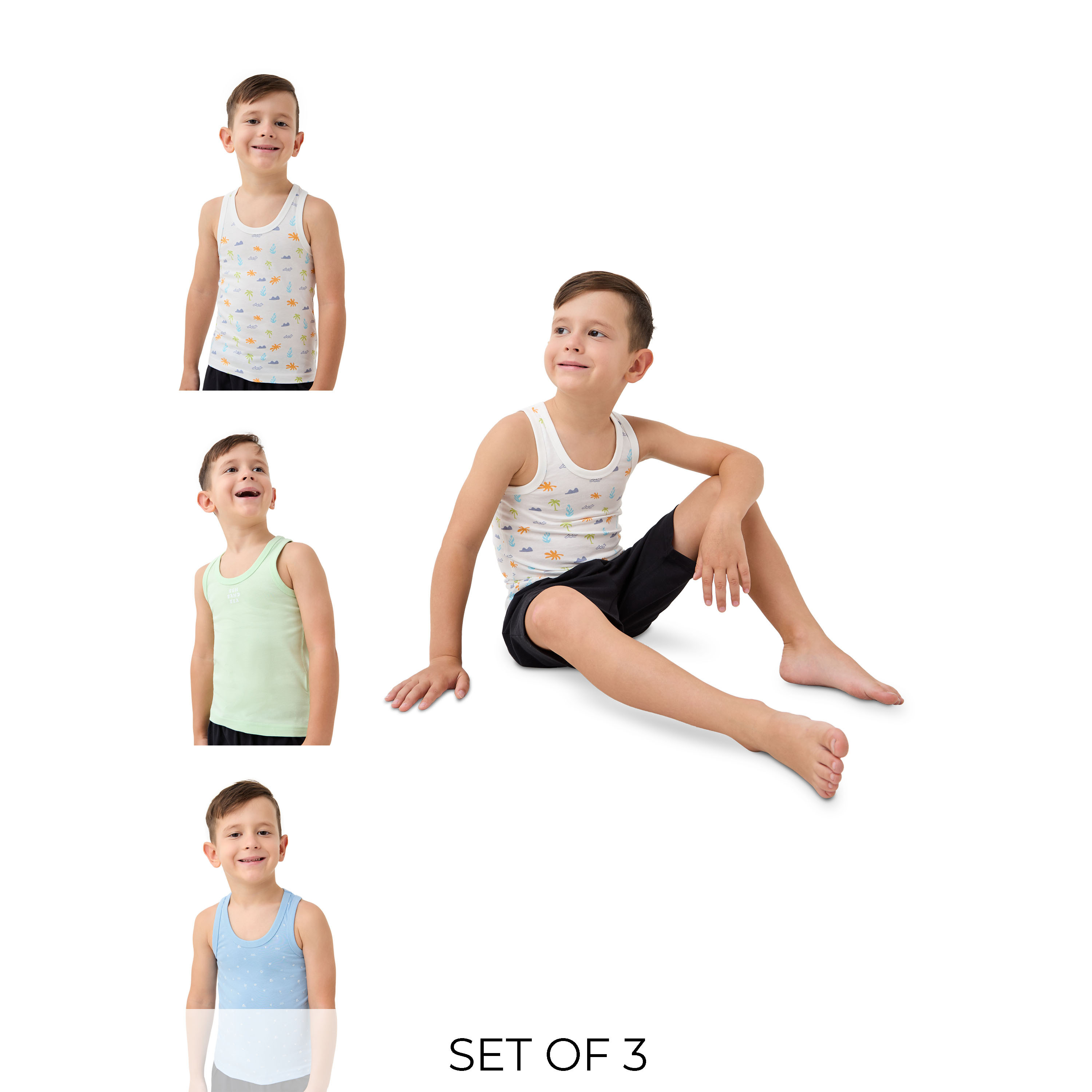 Juniors Printed Vest - Set of 3-baby-boys-clothing-innerwear-image-1