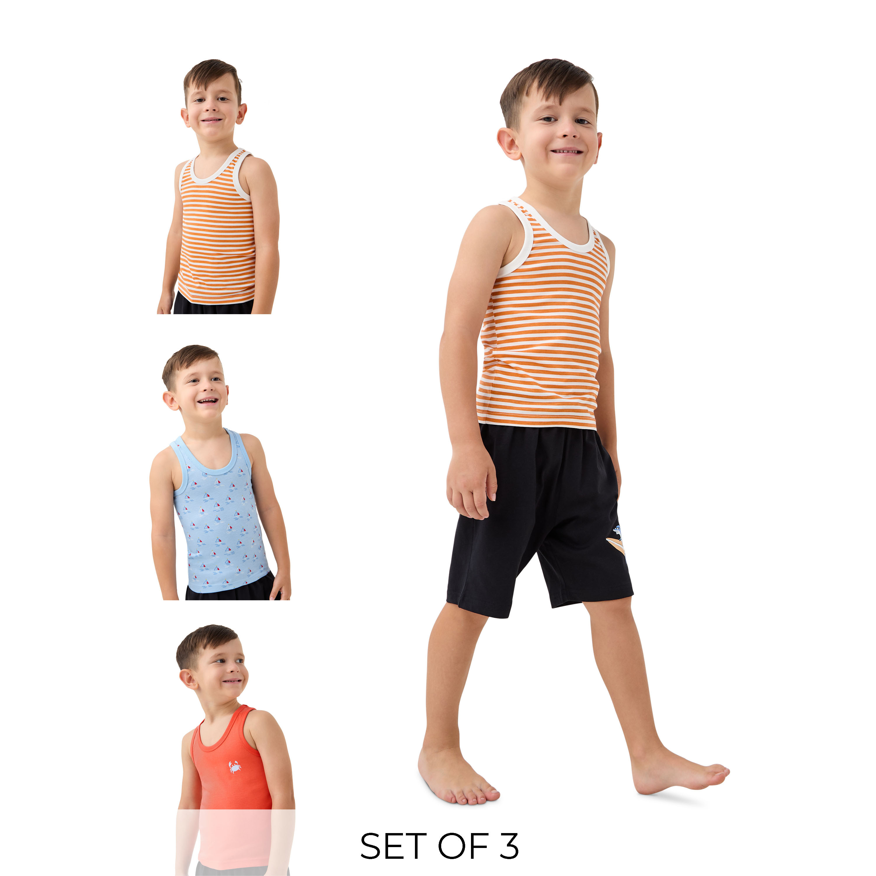 Juniors Printed Vest - Set of 3-boys-clothing-innerwear-vests-image-1
