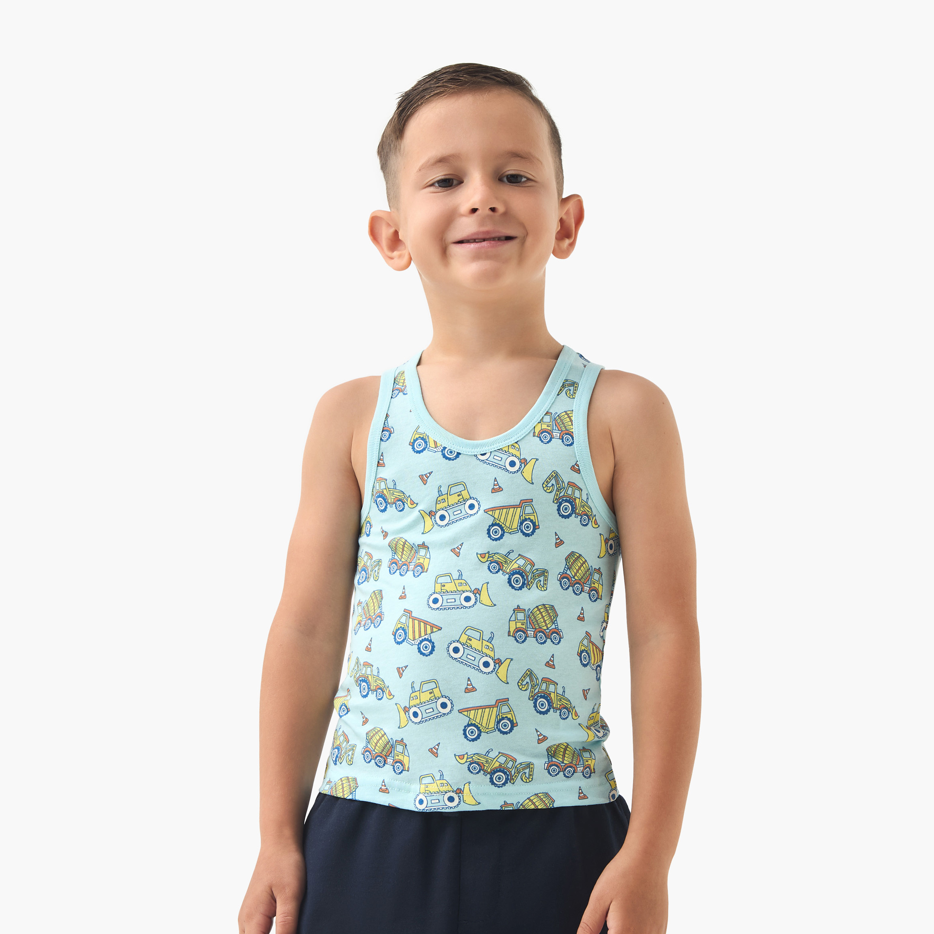 Juniors Printed Vest with Round Neck - Set of 3-boys-clothing-innerwear-vests-image-2