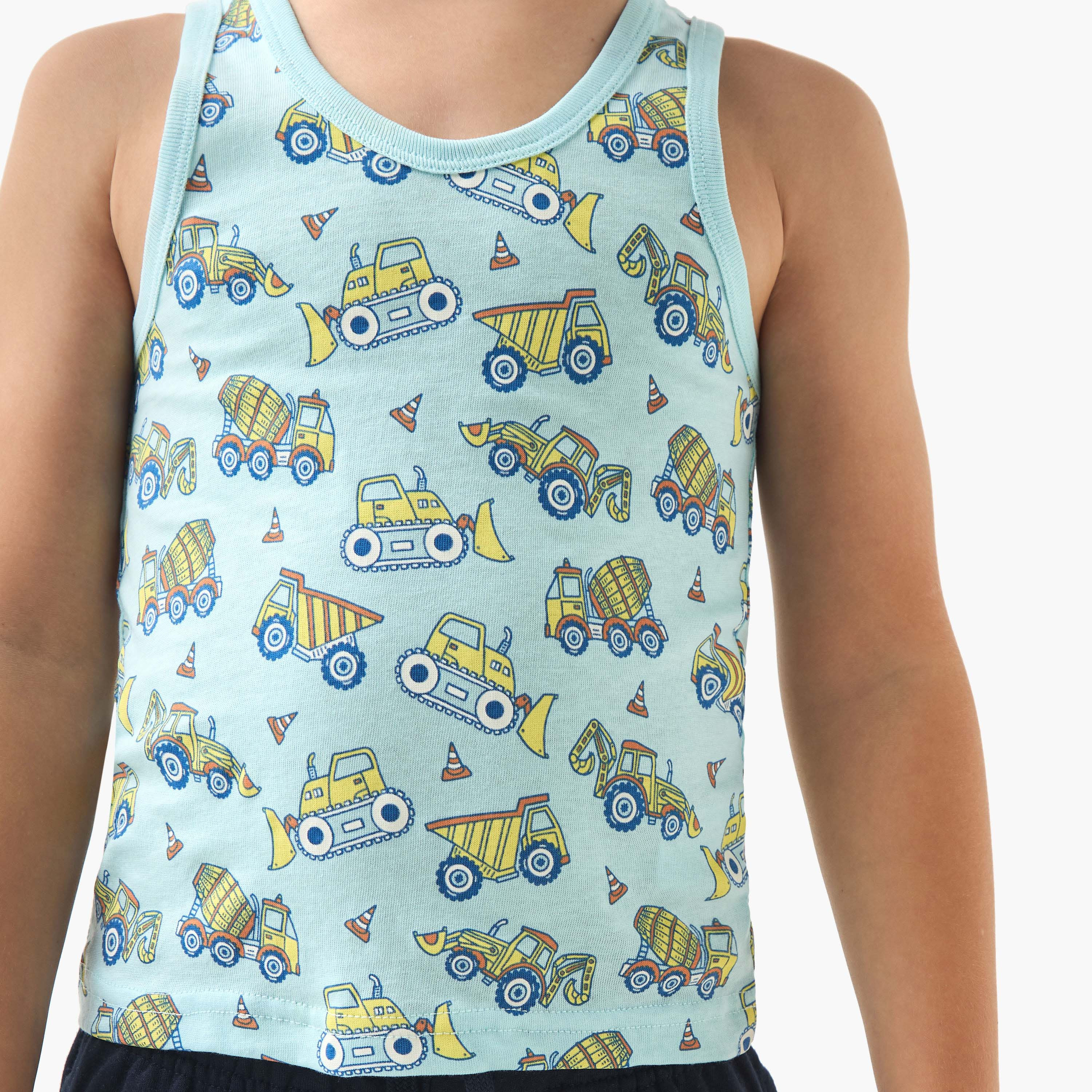 Juniors Printed Vest with Round Neck - Set of 3-boys-clothing-innerwear-vests-image-6