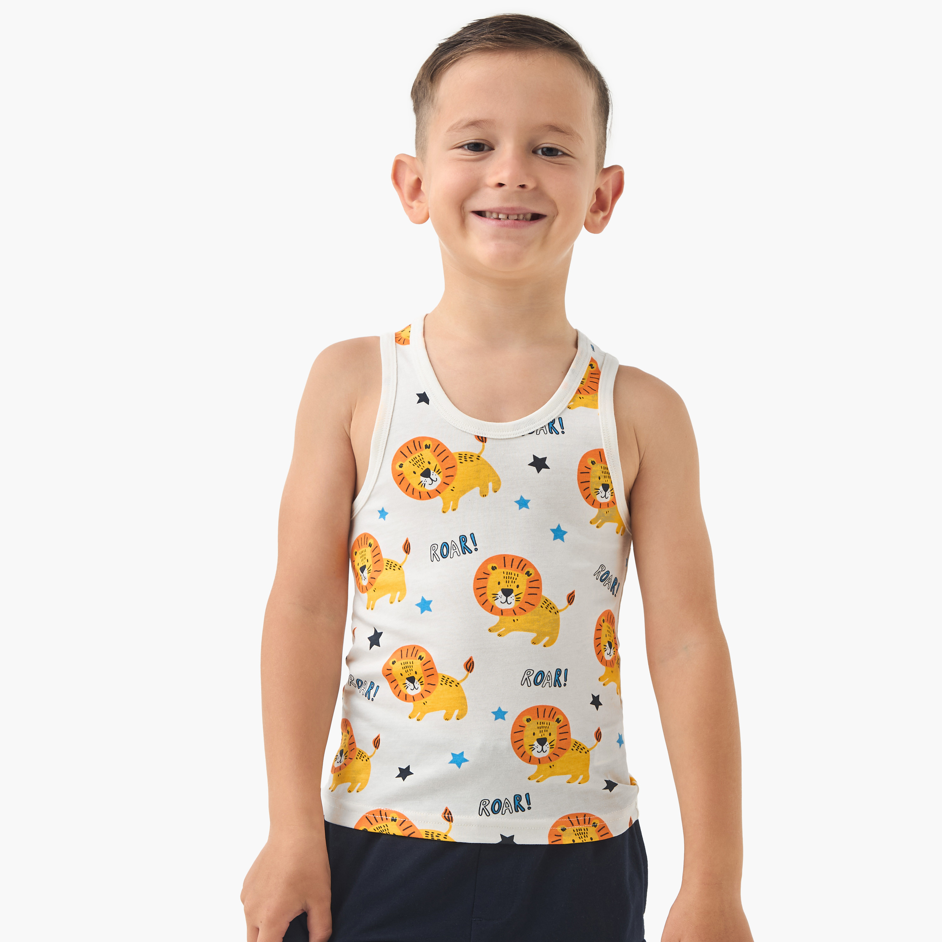 Juniors Printed Vest with Round Neck - Set of 7-boys-clothing-innerwear-vests-image-10