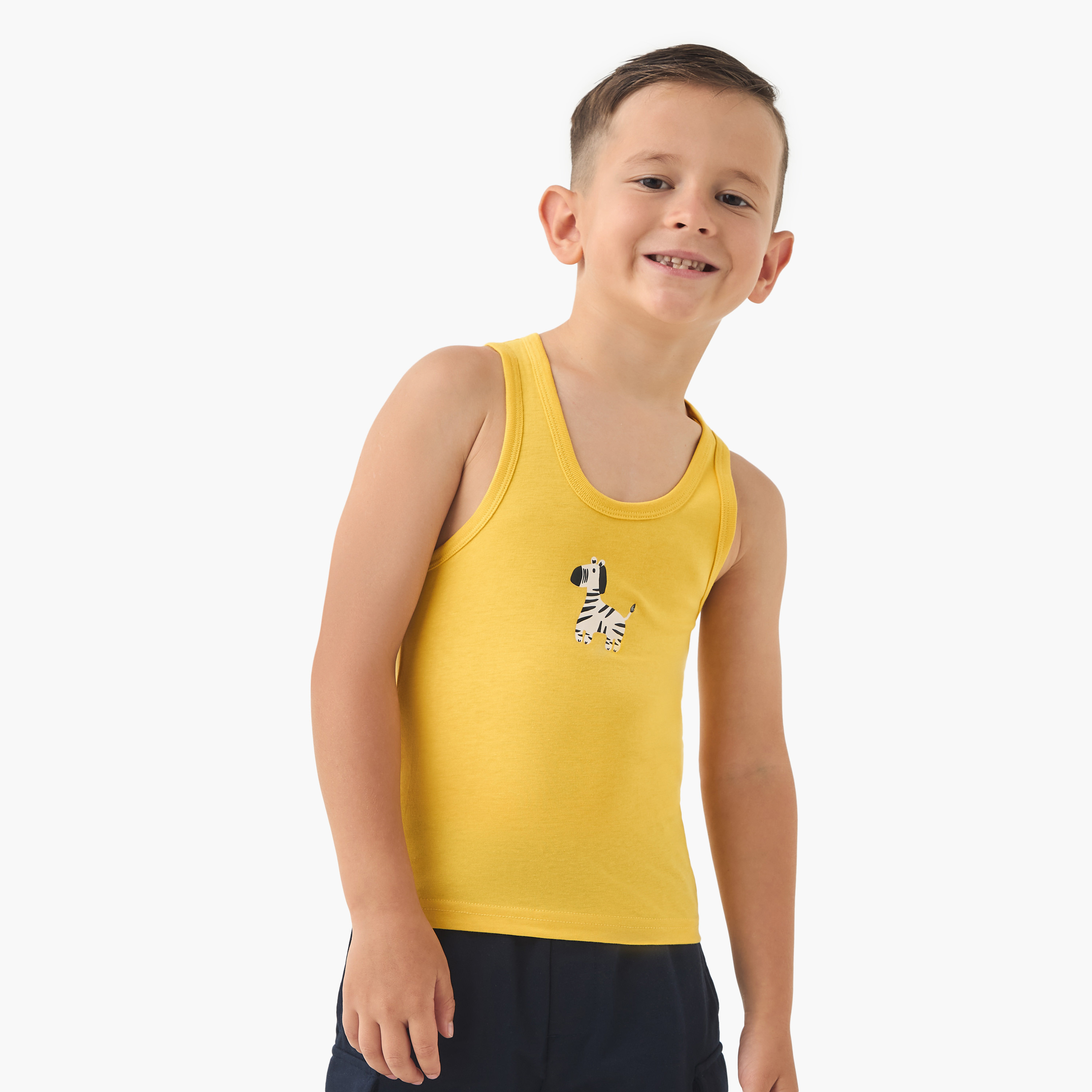 Juniors Printed Vest with Round Neck - Set of 7-boys-clothing-innerwear-vests-image-11