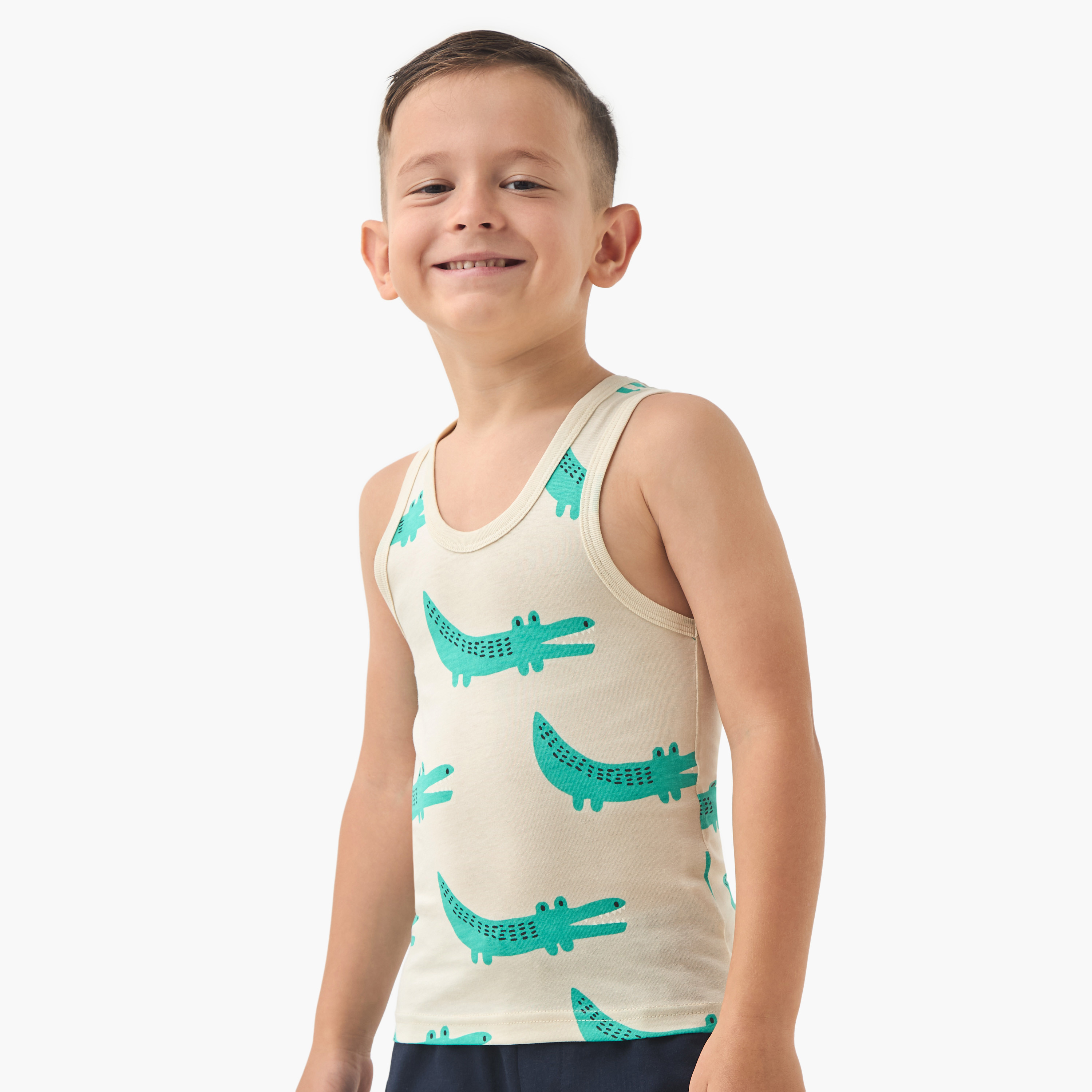 Juniors Printed Vest with Round Neck - Set of 7-boys-clothing-innerwear-vests-image-2