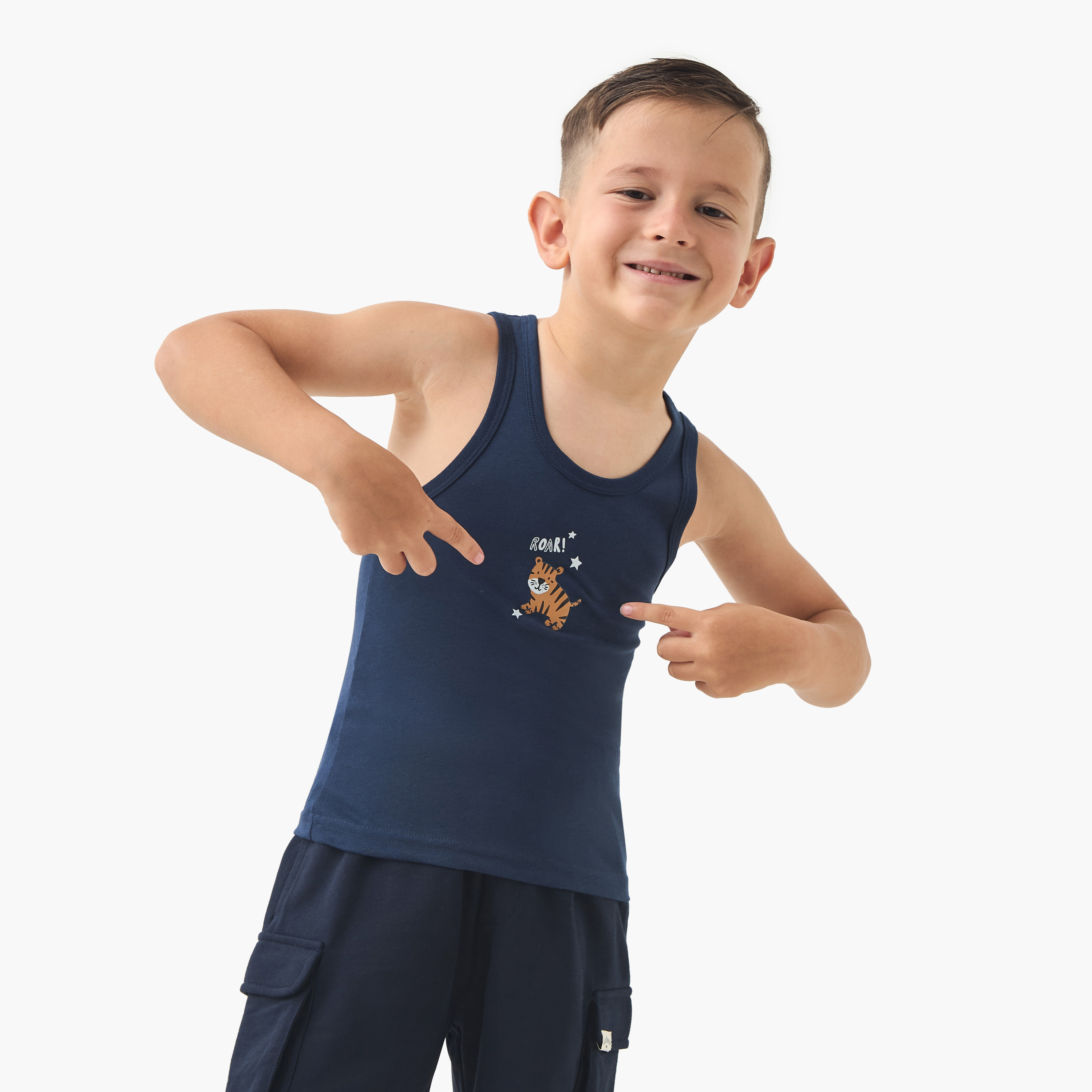 Juniors Printed Vest with Round Neck - Set of 7-boys-clothing-innerwear-vests-image-9
