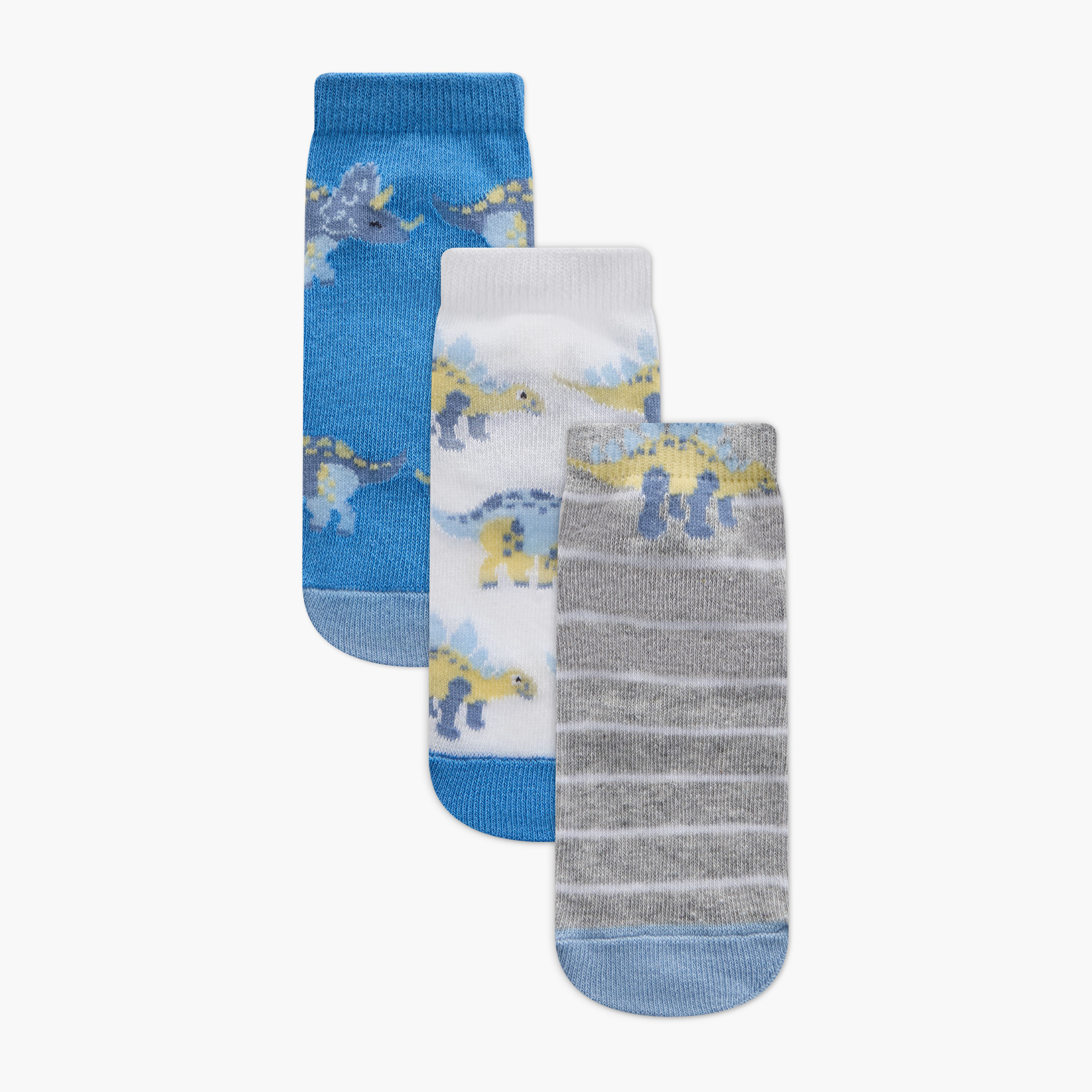 Juniors Rhino Print Ankle Length Socks - Set of 3-baby-boys-accessories-socks-image-1