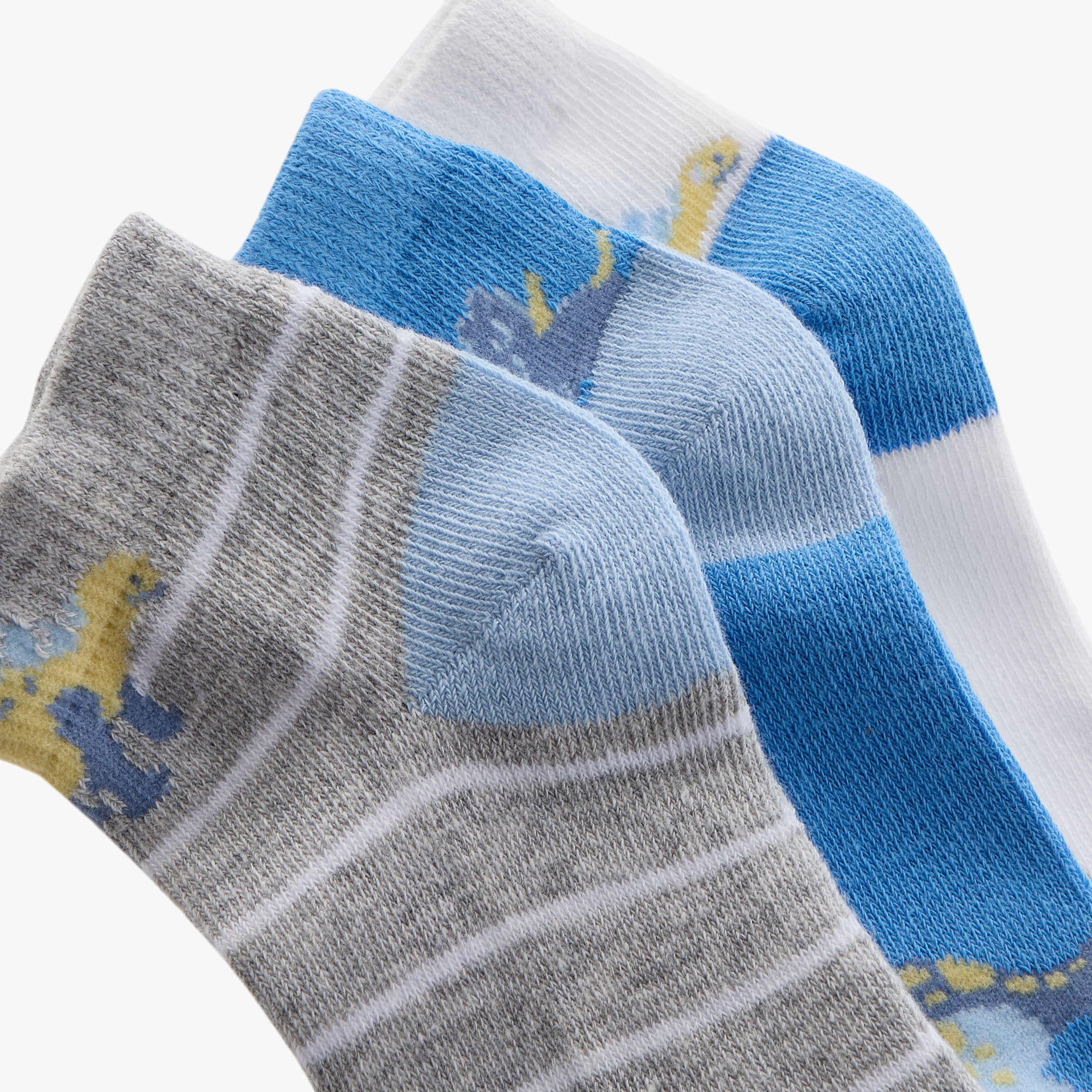 Juniors Rhino Print Ankle Length Socks - Set of 3-baby-boys-accessories-socks-image-4