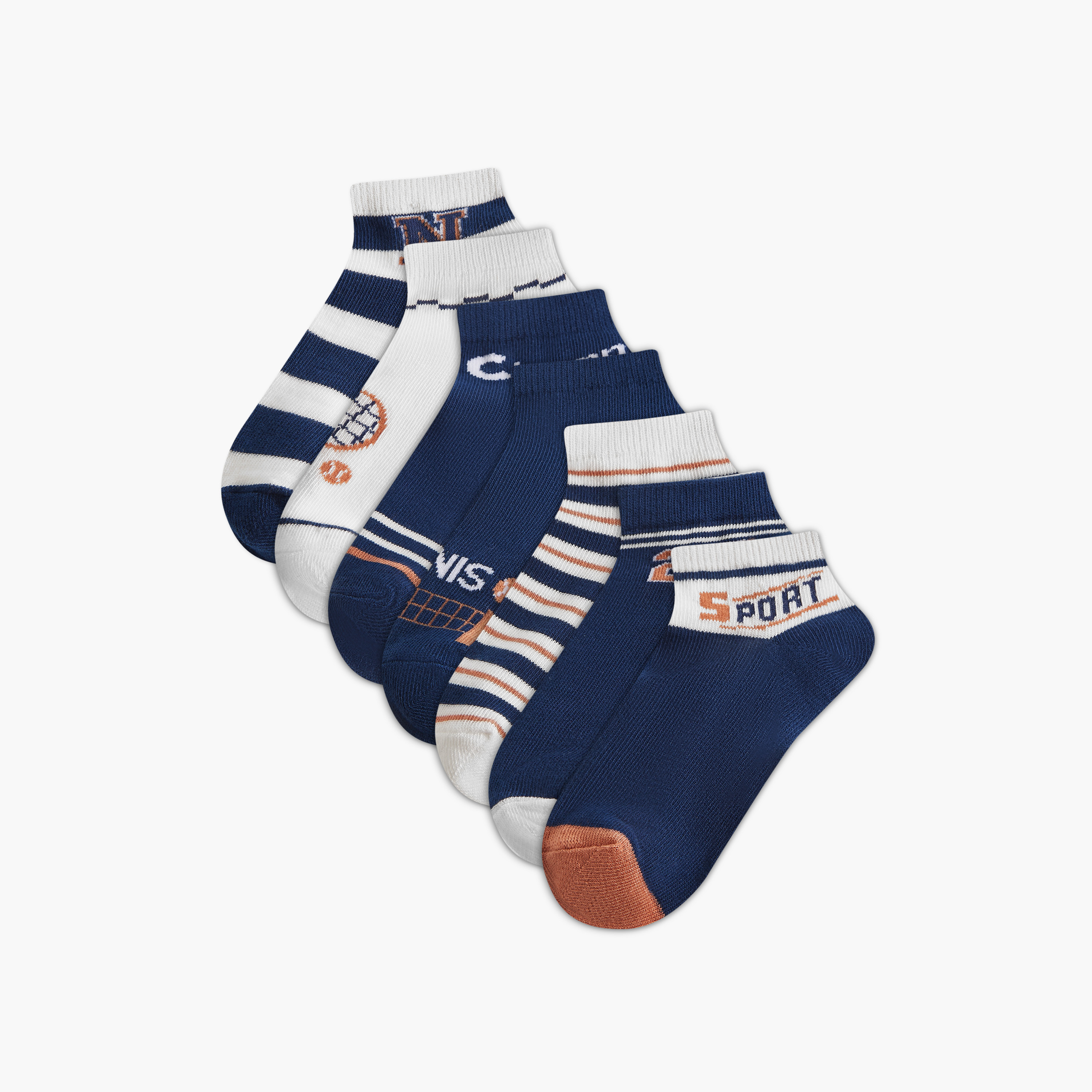 Juniors Printed Ankle Length Socks - Set of 7-baby-boys-accessories-socks-image-1
