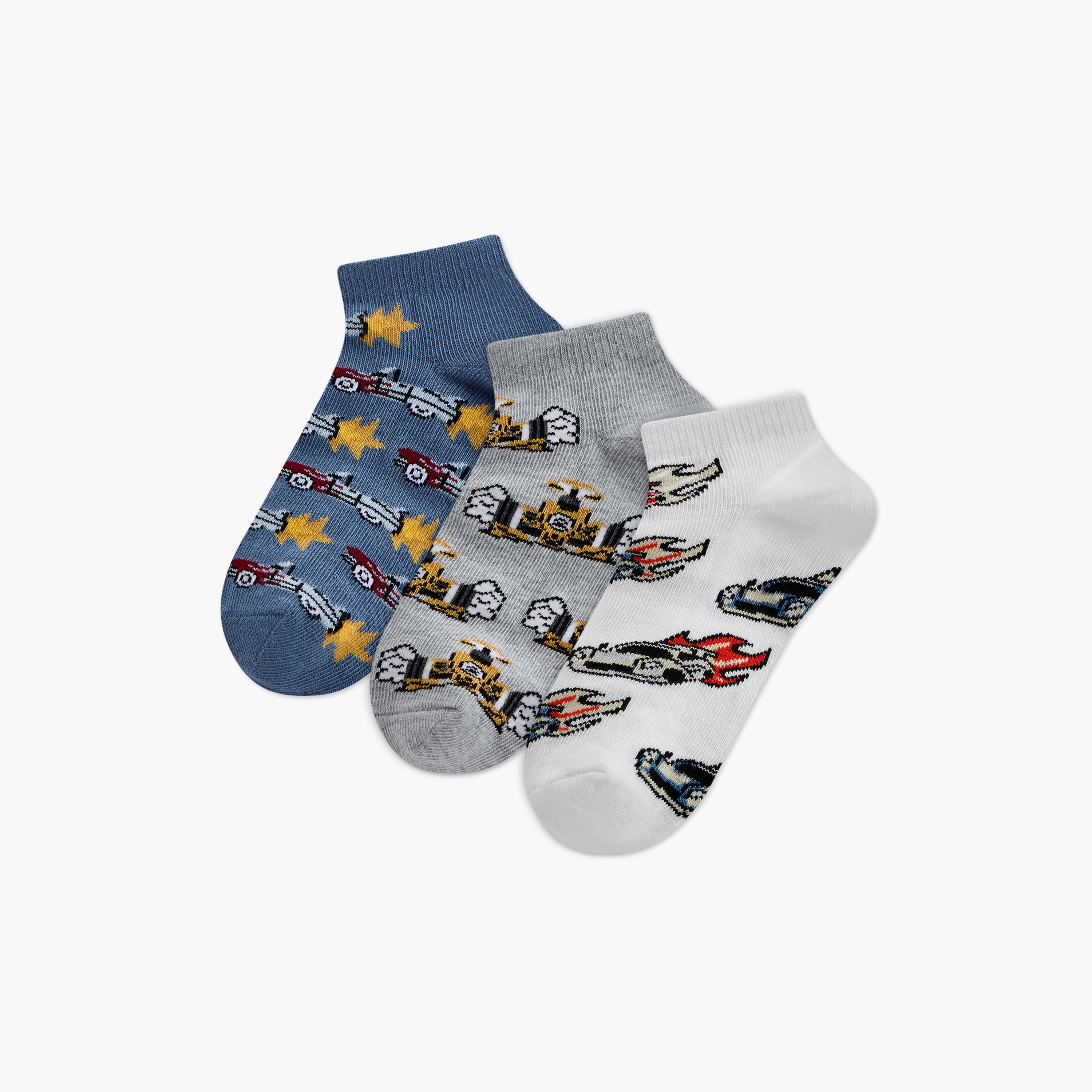 Juniors Printed Ankle Length Socks - Set of 3-boys-accessories-socks-image-1