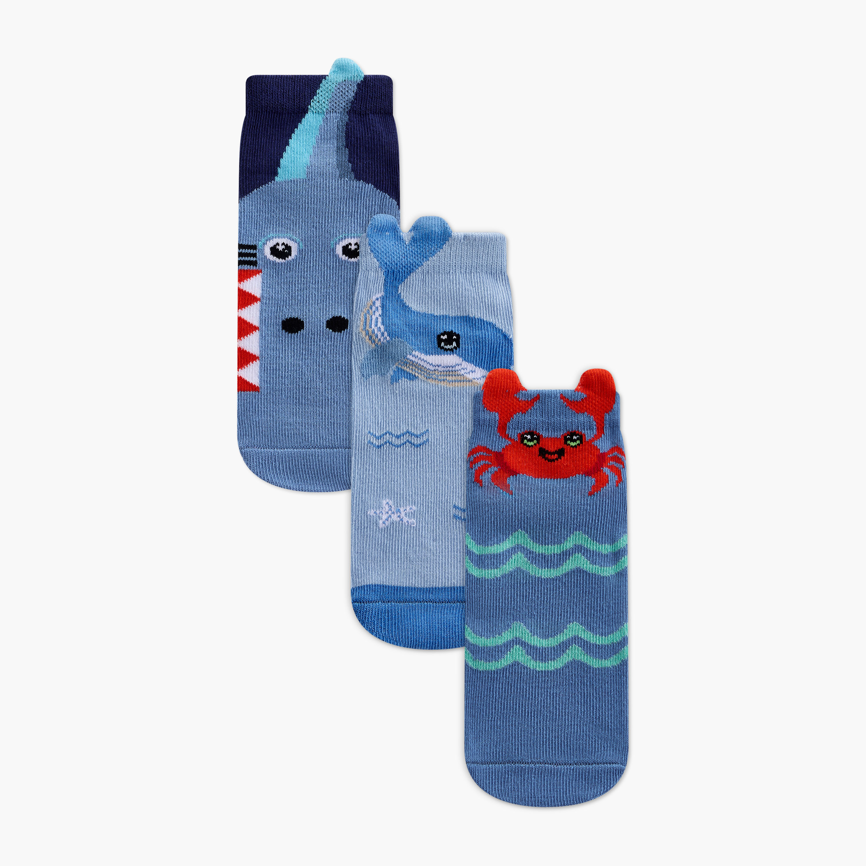Juniors Printed Ankle Length Socks - Set of 3-baby-boys-accessories-socks-image-1