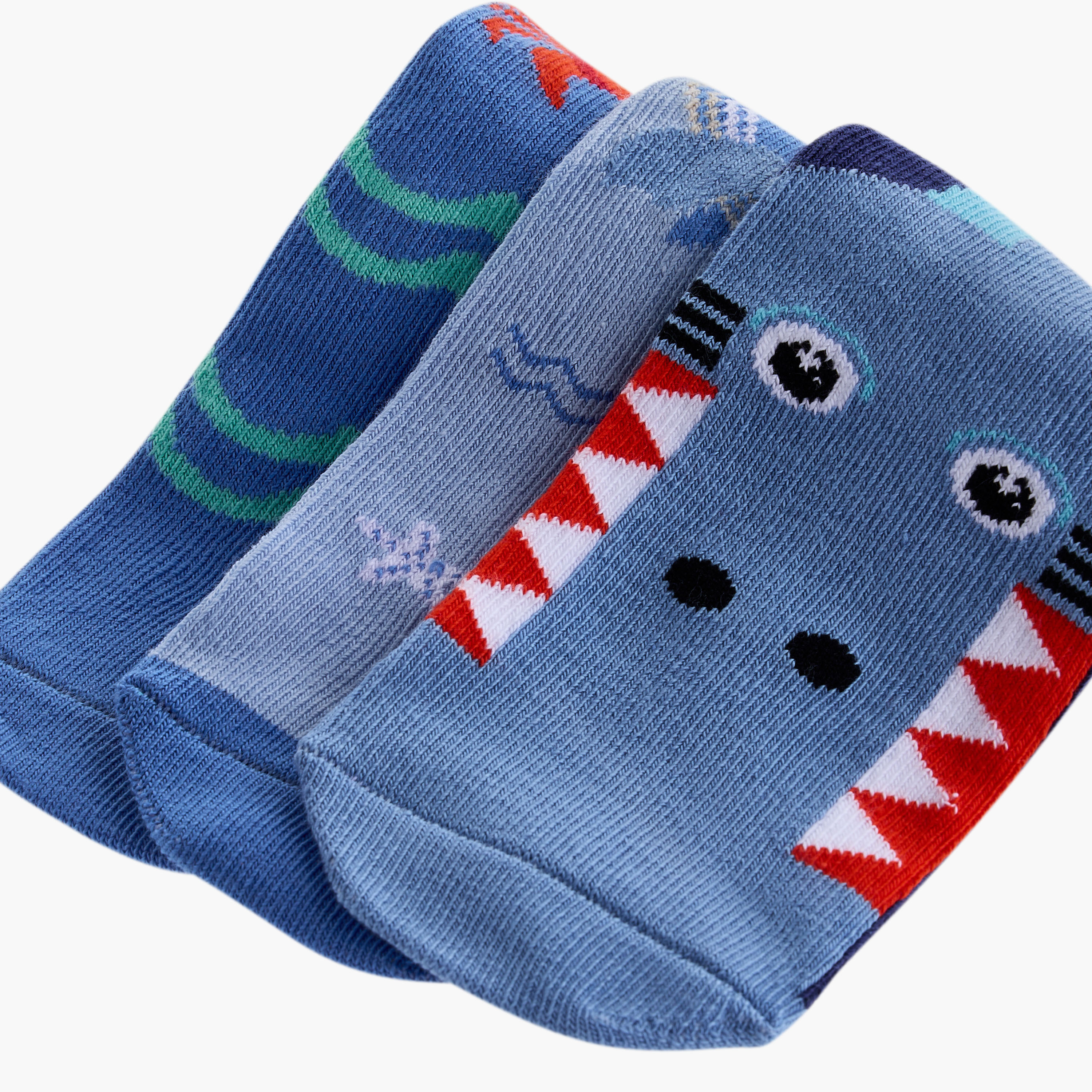 Juniors Printed Ankle Length Socks - Set of 3-baby-boys-accessories-socks-image-3