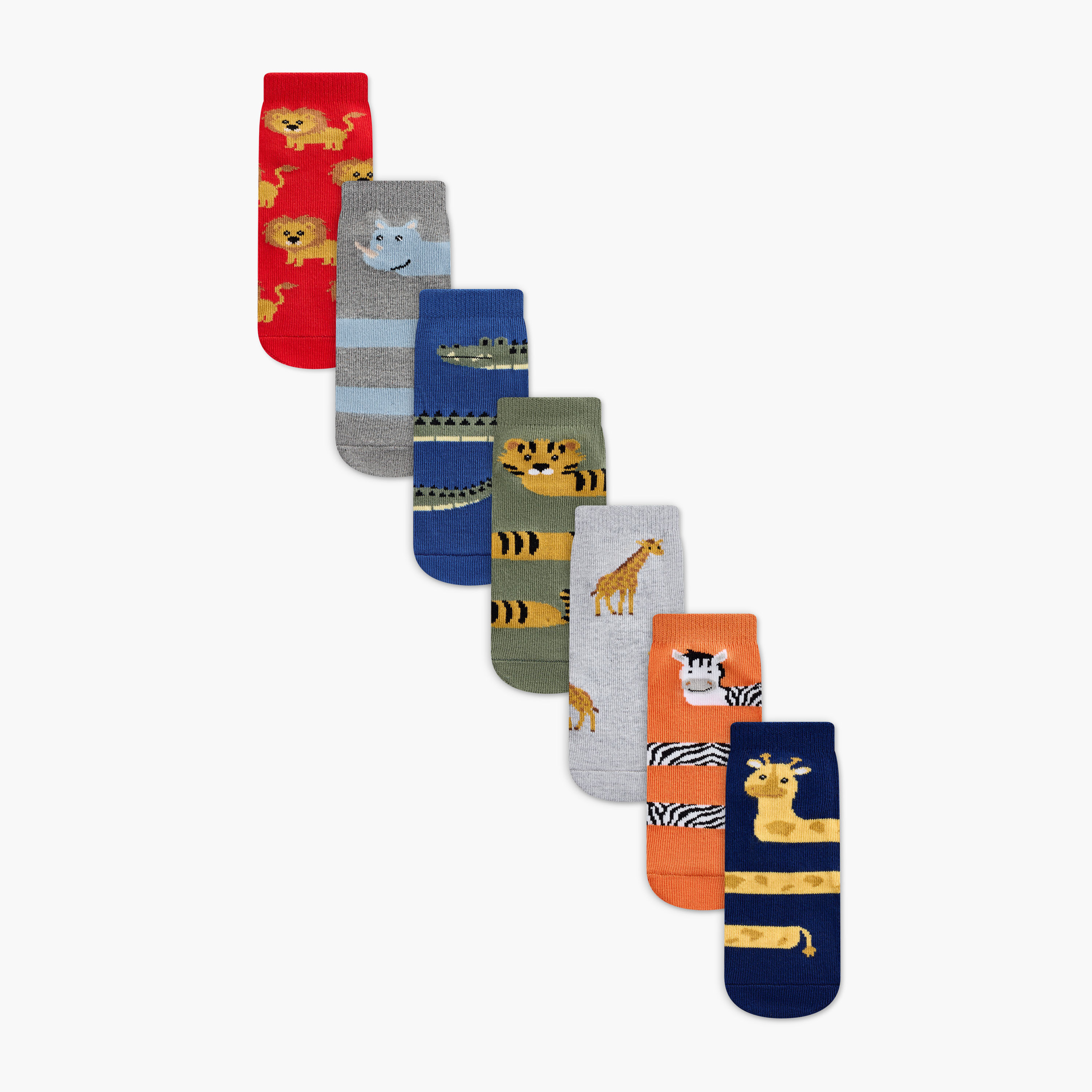 Juniors Animal Print Ankle Length Socks - Set of 7-boys-accessories-socks-image-1