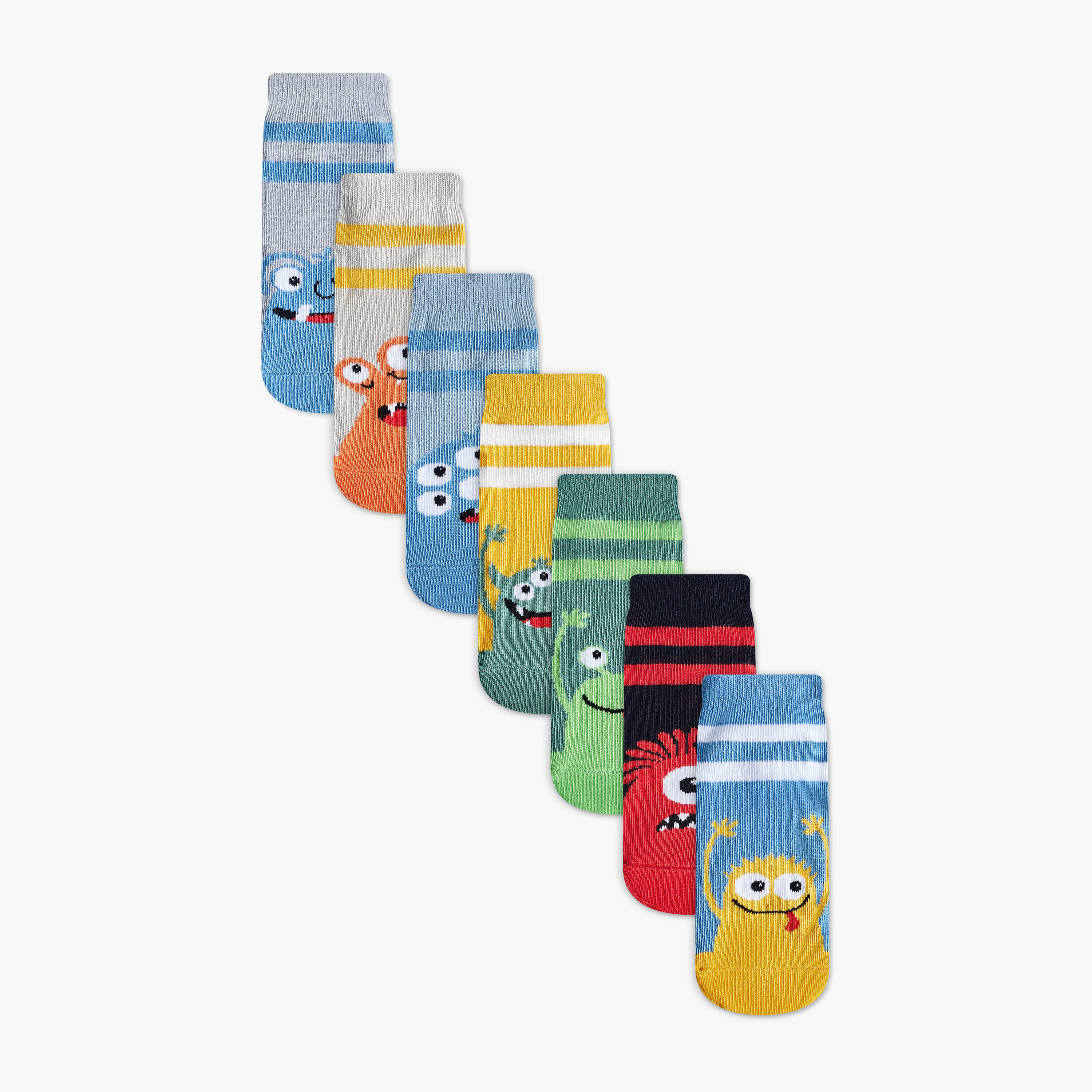 Juniors Animal Print Crew Length Socks - Set of 7-baby-boys-accessories-socks-image-1