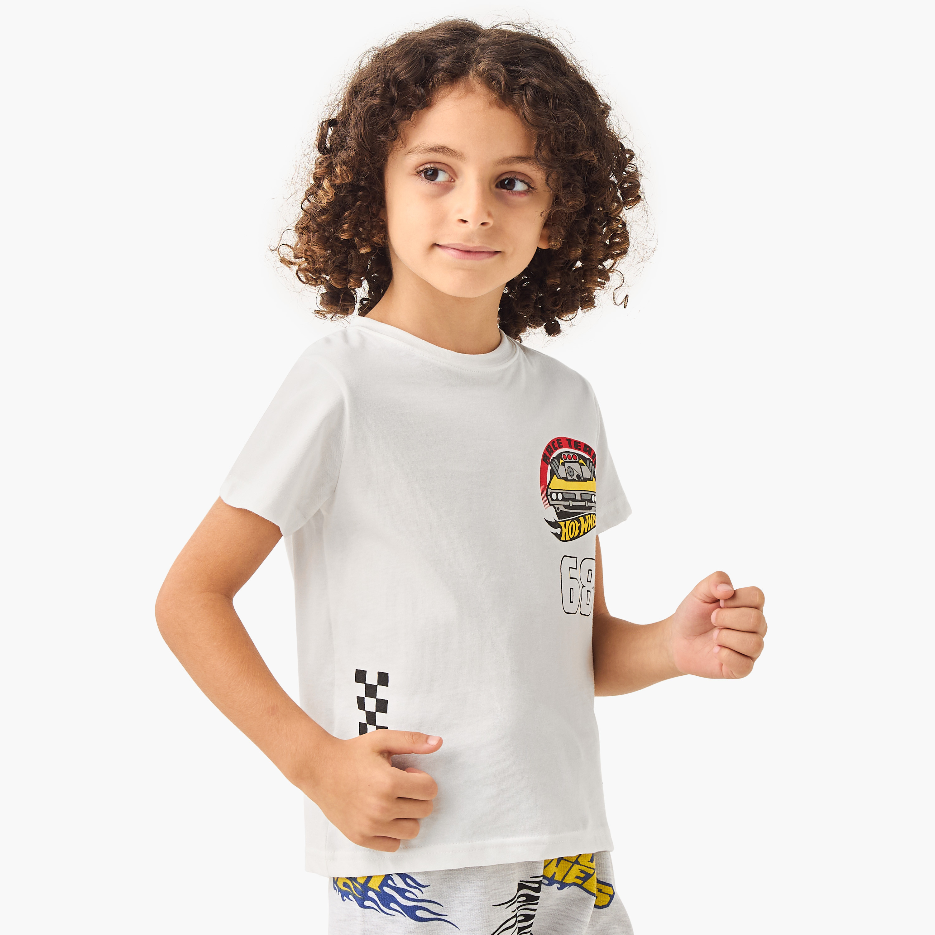 Hot Wheels Print T-shirt and Pyjama Set-boys-clothing-nightwear-image-2