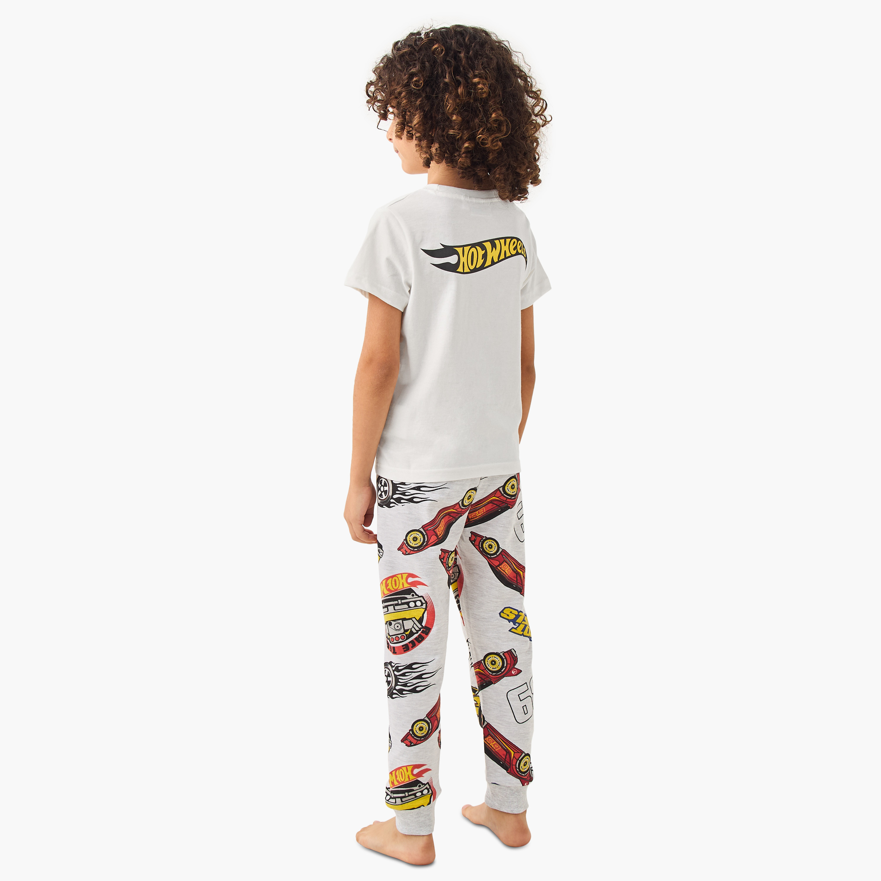 Hot Wheels Print T-shirt and Pyjama Set-boys-clothing-nightwear-image-4