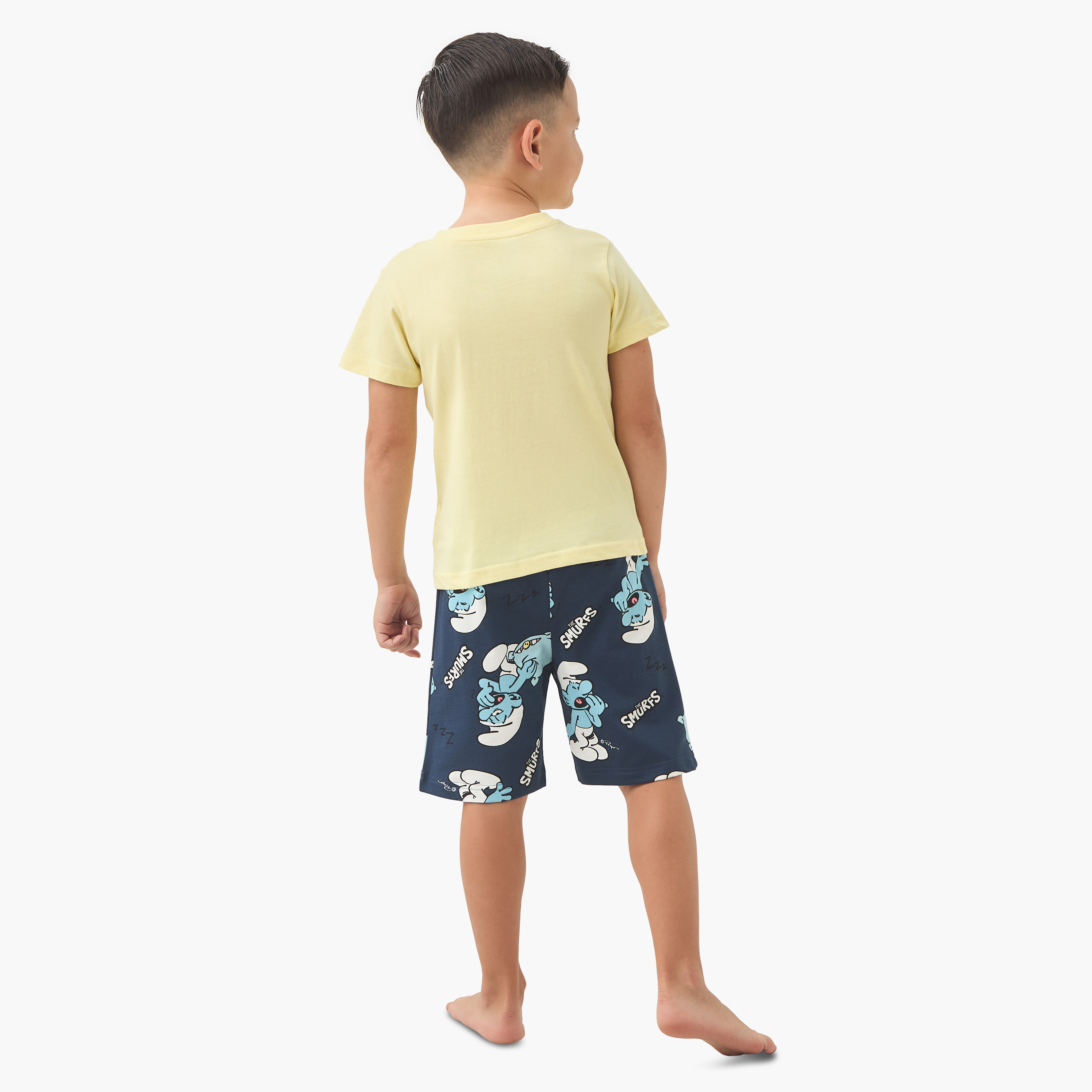 SMURF Print T-shirt and Shorts Set-boys-clothing-nightwear-image-4