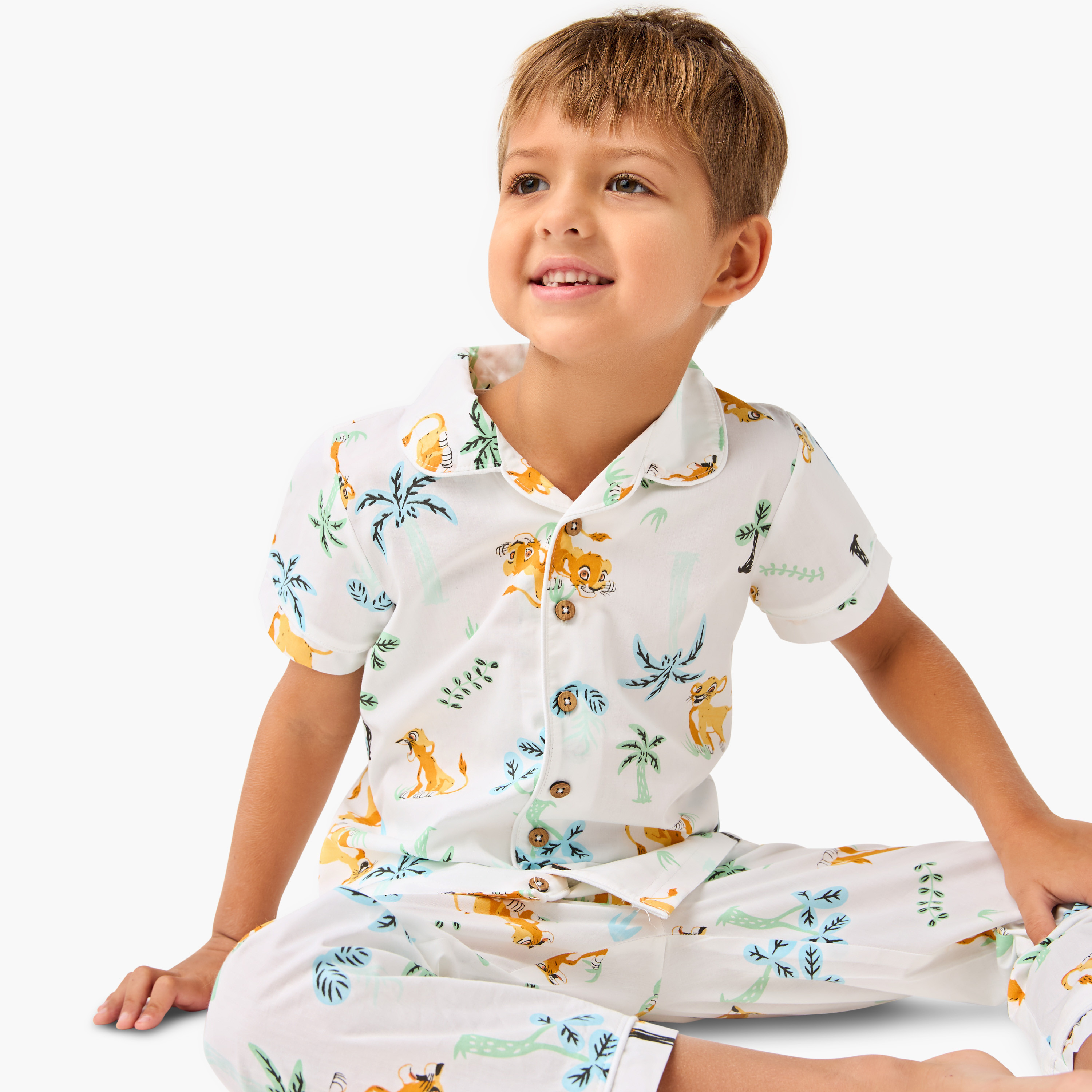Juniors Lion King Print Shirt and Pyjama Set-boys-clothing-nightwear-image-1